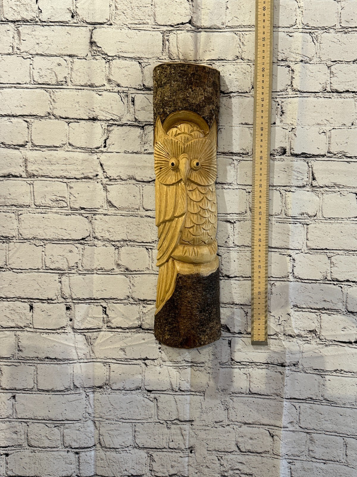 Barn Owl Of The Woods 50cm Hand Carved Wizard Tree Trunk Wood Fairtrade