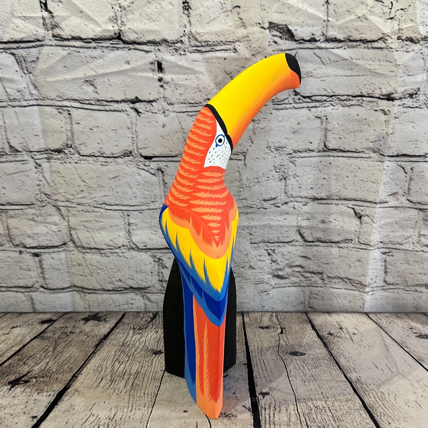 30cm Red Toucan Bird Ornament Statue Fair Trade Hand Made Carved Wood