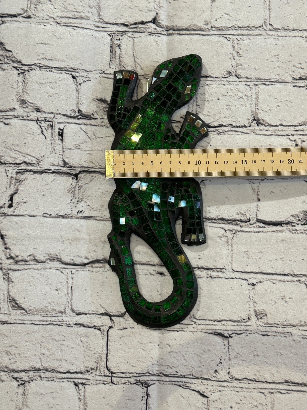 30cm Gecko Green Mosaic Wall Hanging Wooden Ornaments Wood Carving