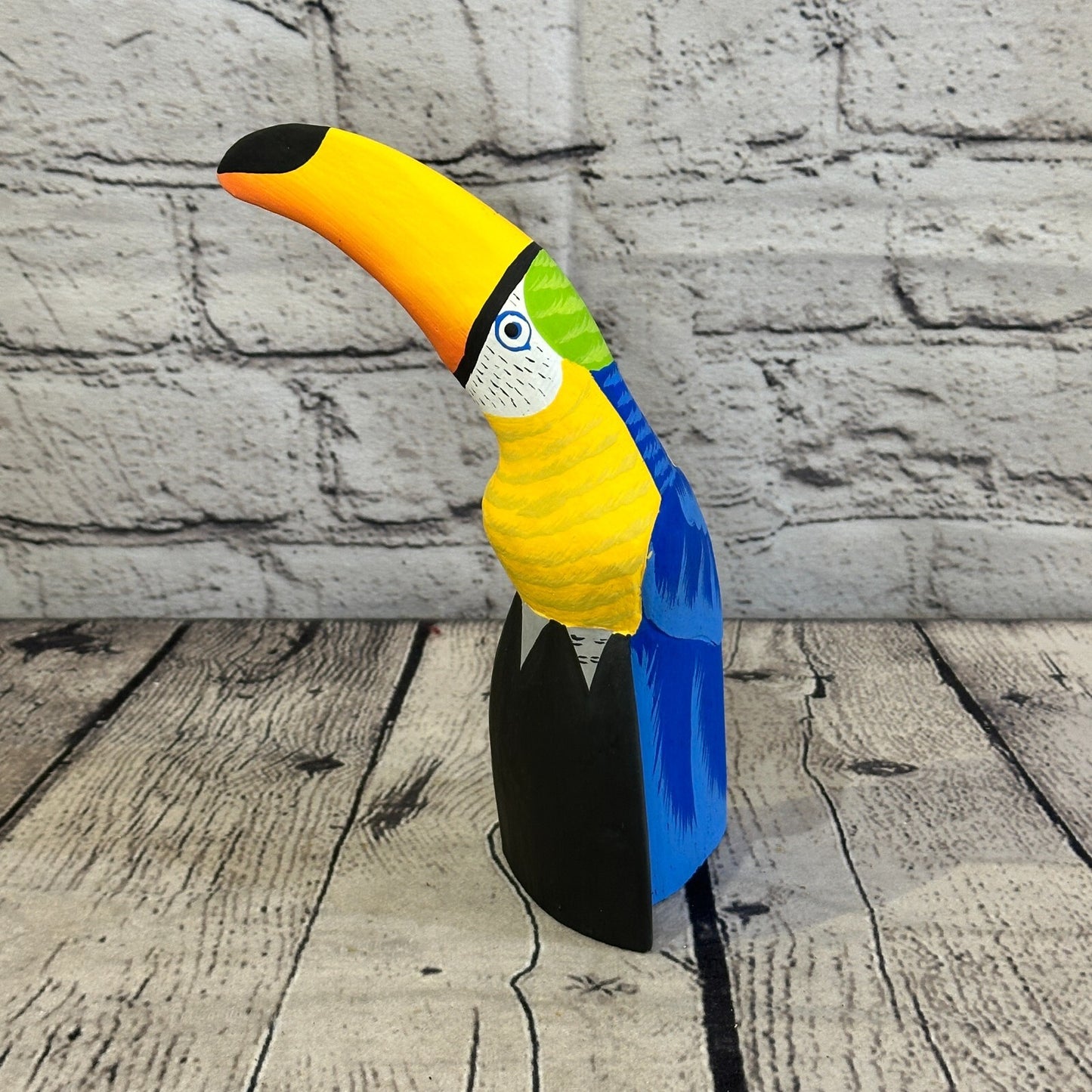15cm Blue Toucan Bird Ornament Statue Fair Trade Hand Made Carved Wood