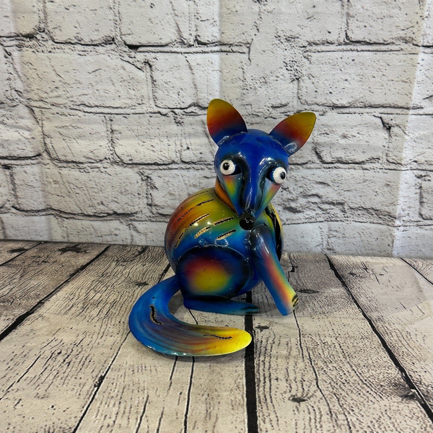18cm x 14cm Blue Colour Fox Cartoon Ornament Painted Statue Candle Holder