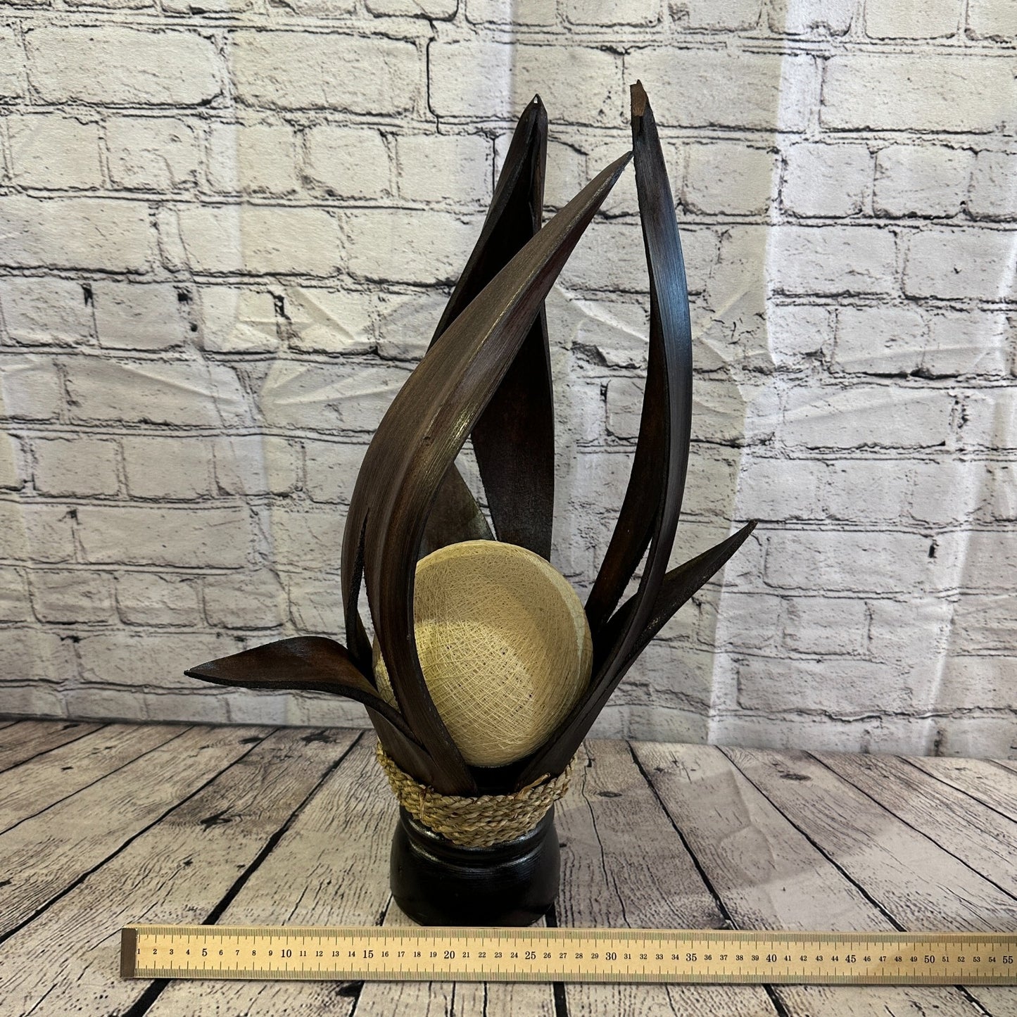 White Brown Leaf Natural 50cm Tall Leaf Lamp Twist LED UK Mains Plug Design 11