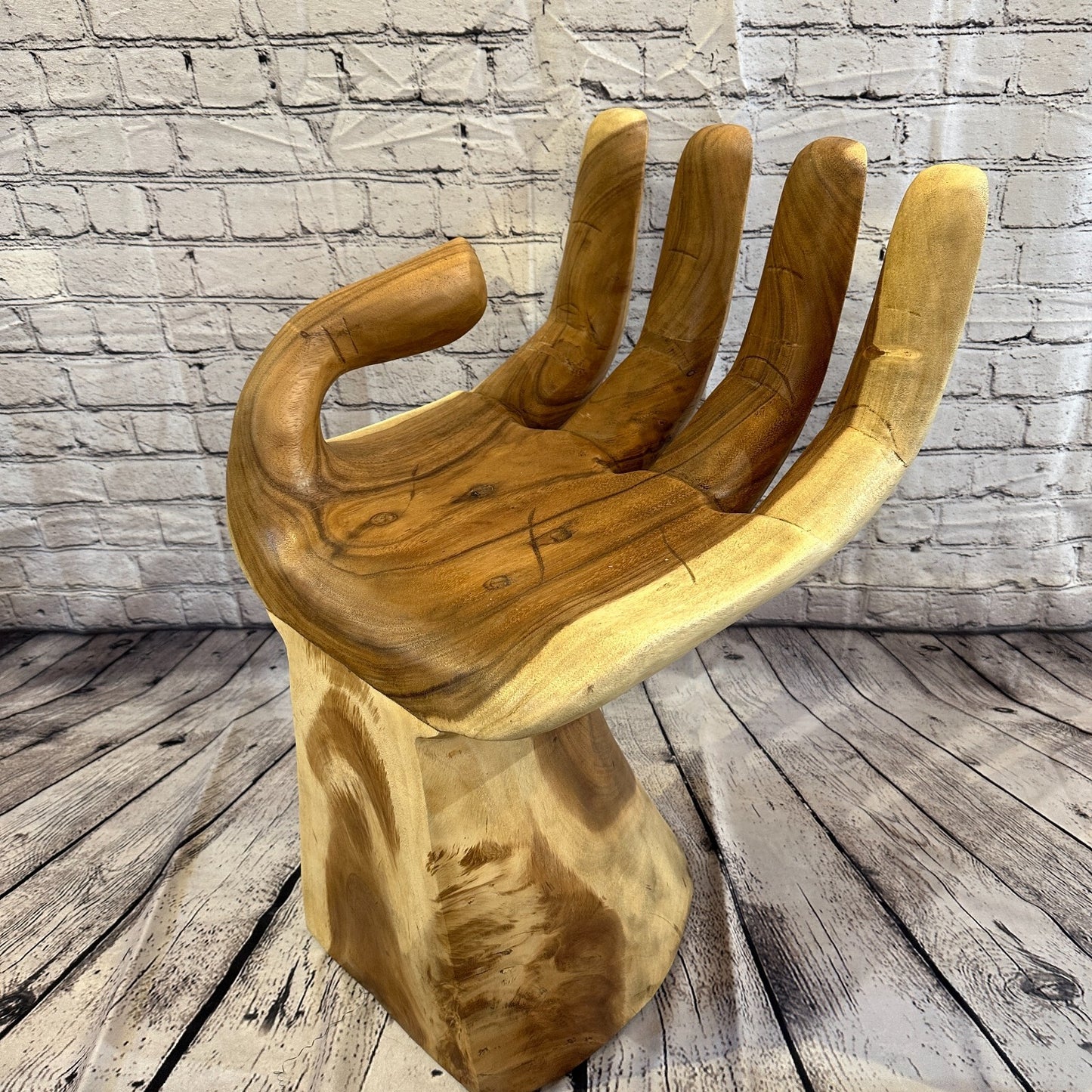 Right Hand Chair Seat 4 Finger Support Solid Suar Wood Indoor Outdoor Garden