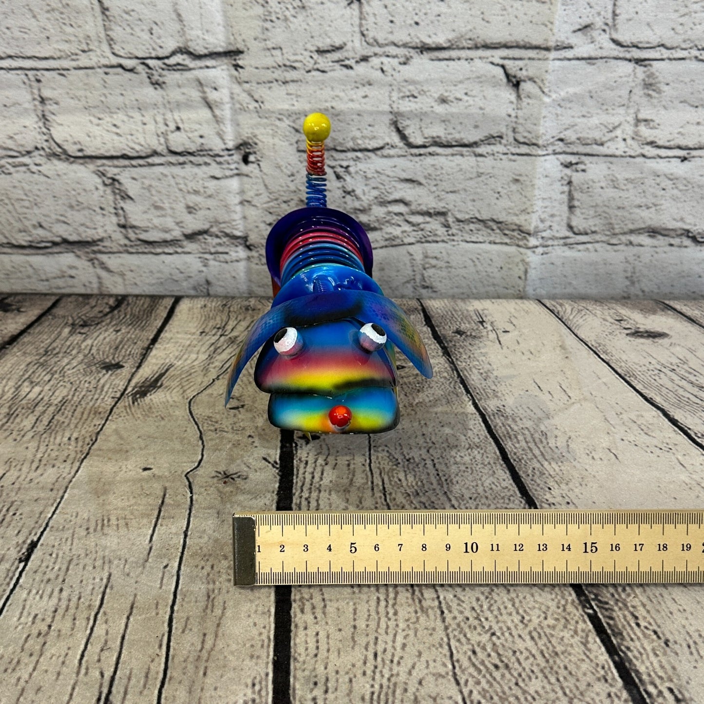 20cm x 15cm Blue Bight Colour Spring Dog Cartoon Ornament Painted Statue