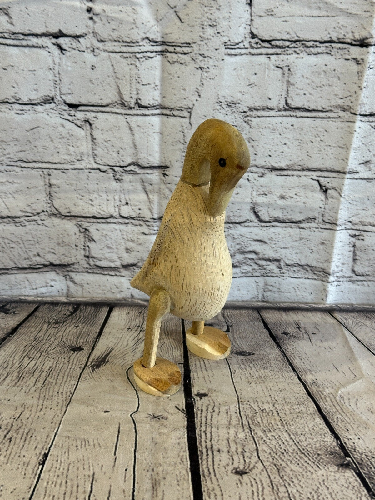 Swan Neck 25cm Tall Wooden Hairy Duckling Baby Duck Bamboo Root Fairtrade