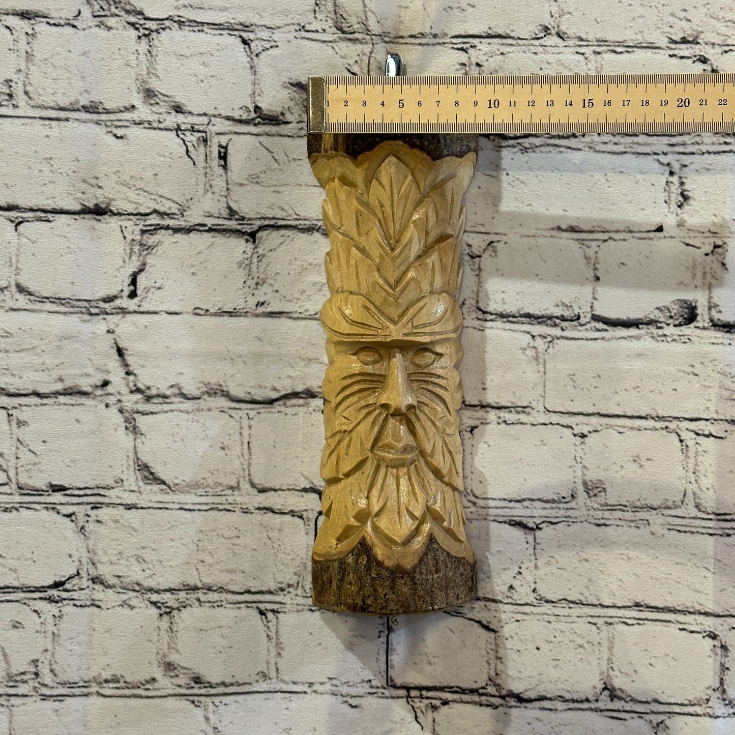 Green Man Of The Woods 30cm Hand Carved Wizard Tree Trunk Wood Fairtrade