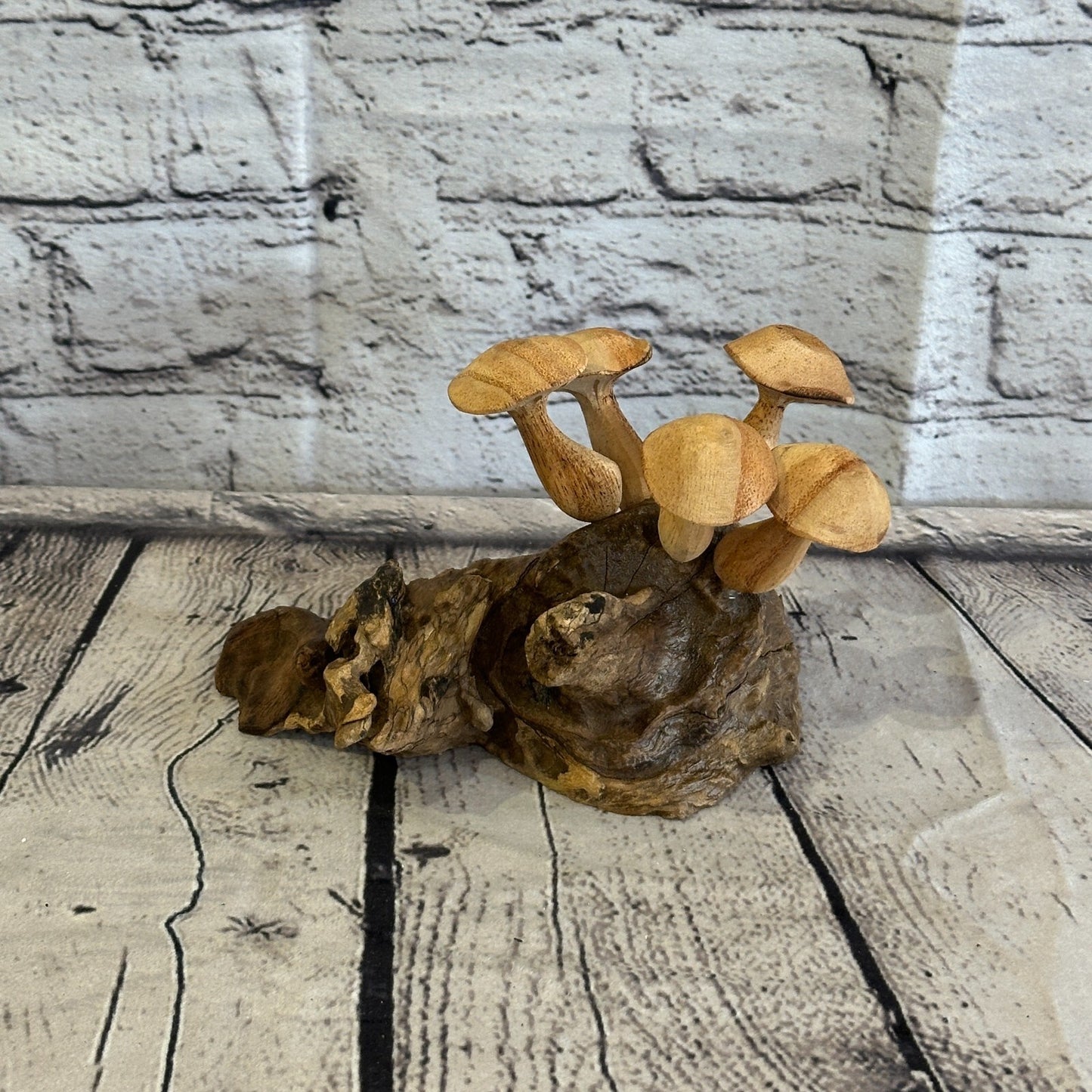Five Button Mushrooms Parasite Ornament Natural Carving Fairtrade Wooden