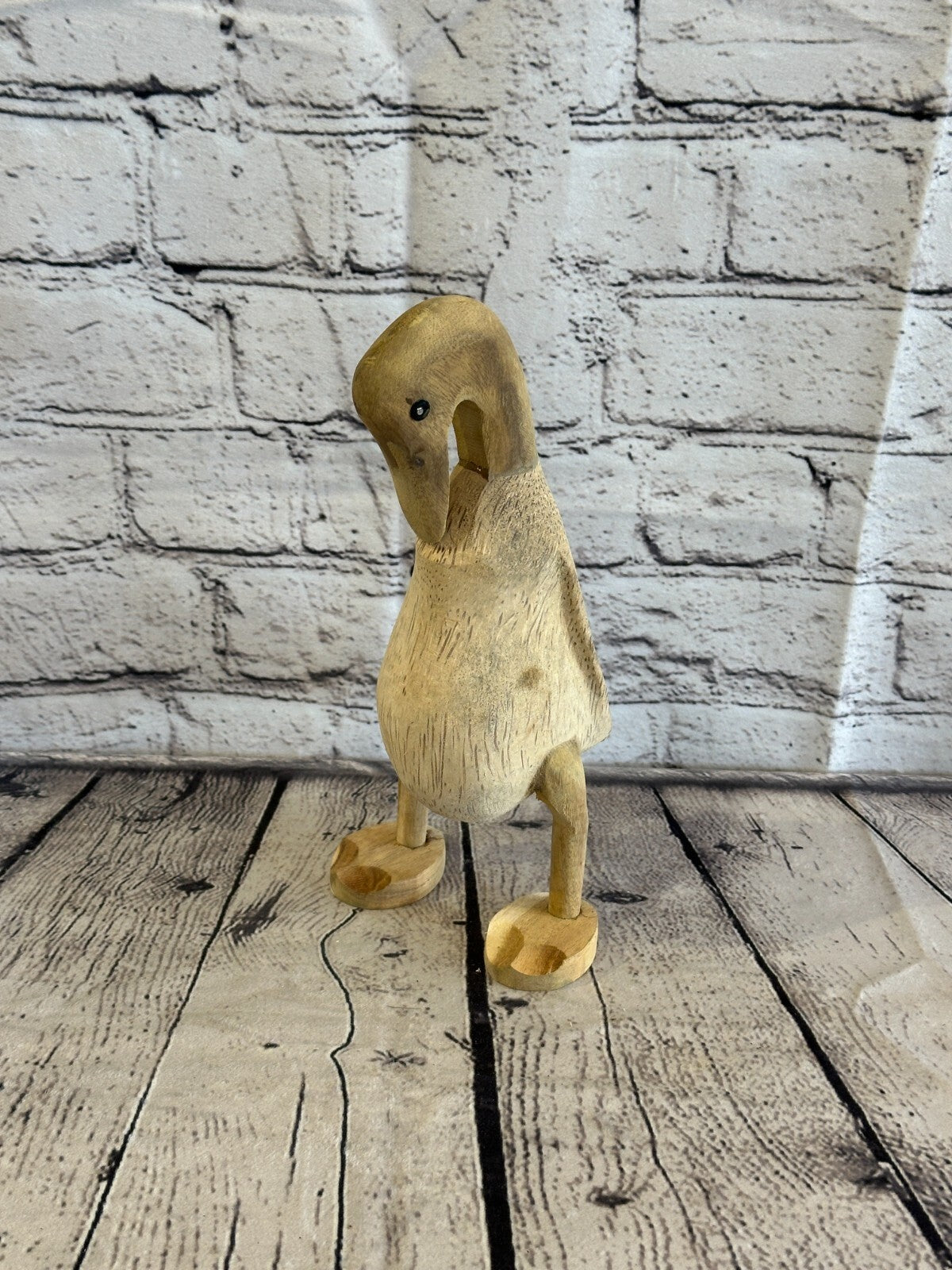 Swan Neck 25cm Tall Wooden Hairy Duckling Baby Duck Bamboo Root Fairtrade