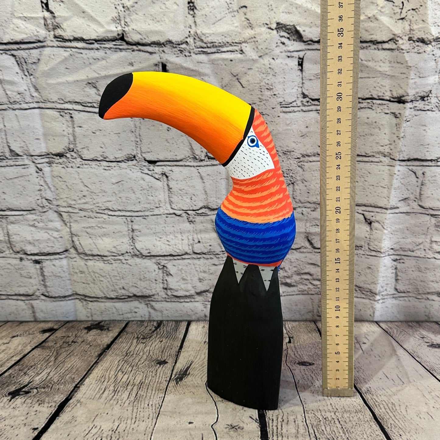 30cm Red Toucan Bird Ornament Statue Fair Trade Hand Made Carved Wood