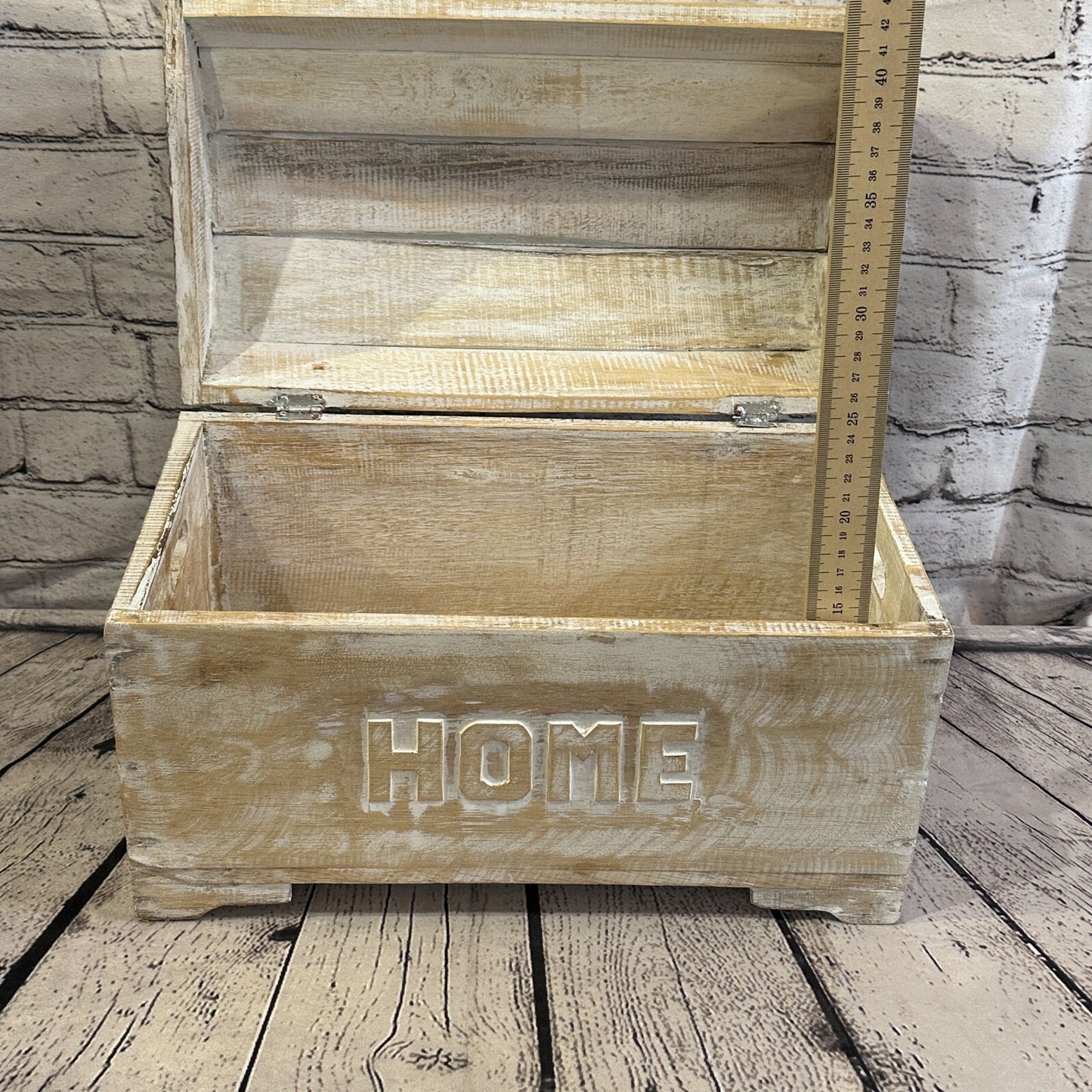 40cm x 28cm x 22cm White Home Wood Box Wooden Chest Storage Craft Handles Lid