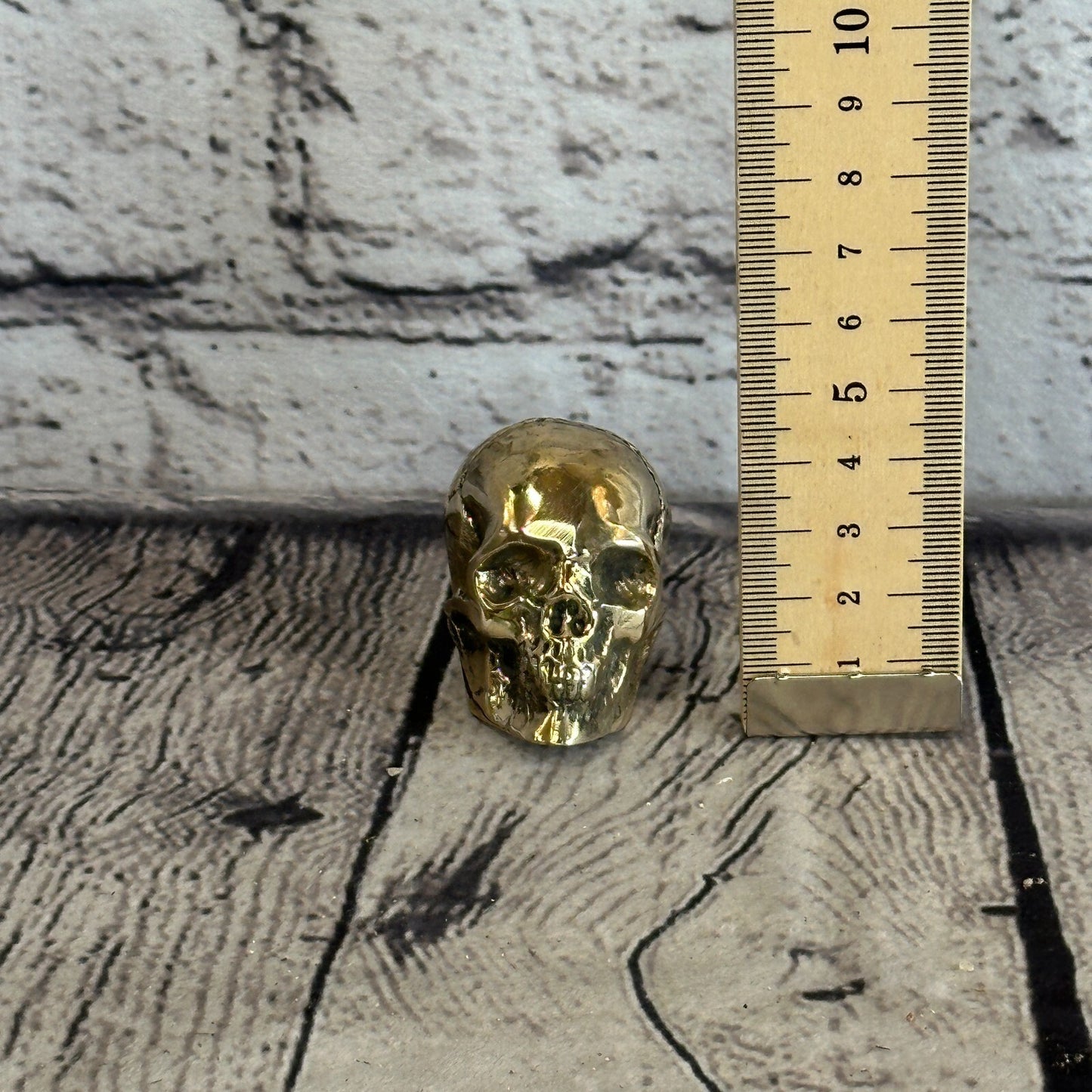 4cm x 4cm Antique Bronze Colour Skull Human Head Sculpture Ornament Home Office