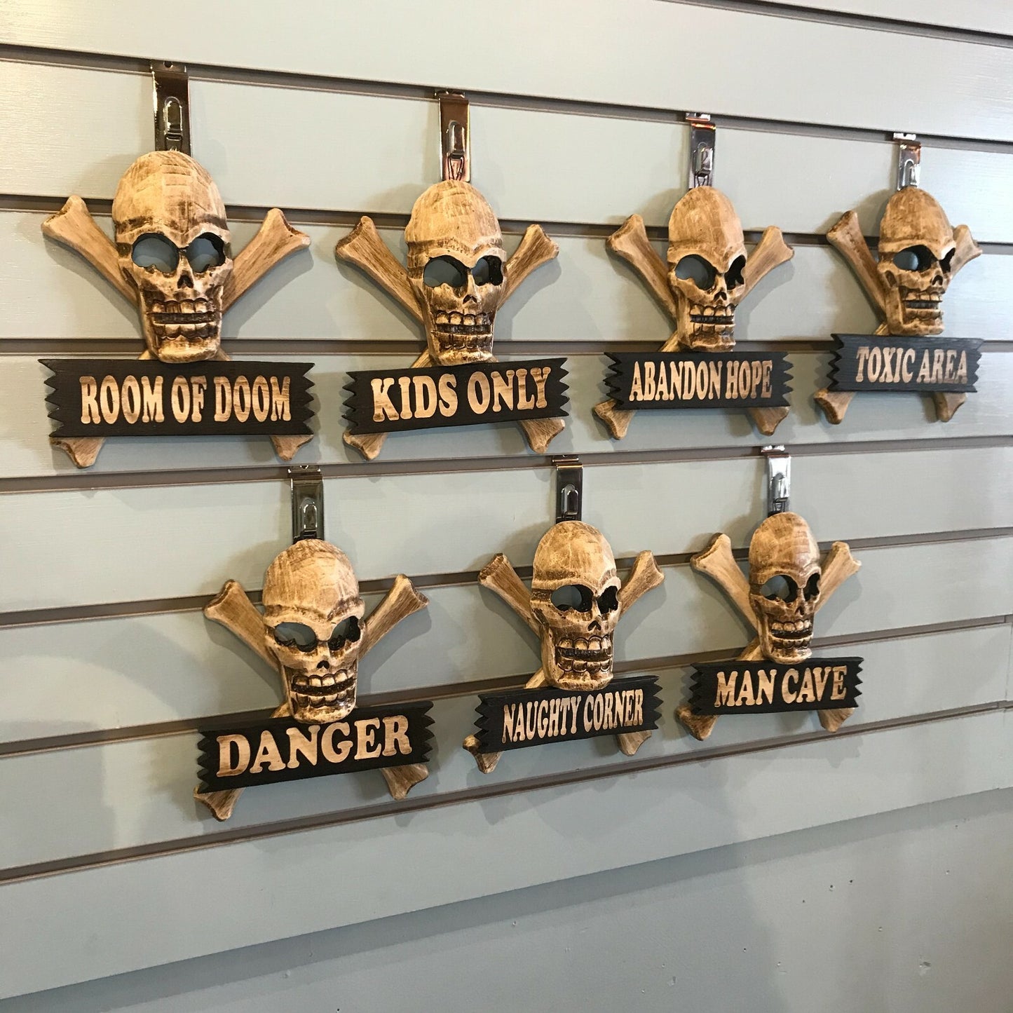 Skull & Crossbones No Boys Pirate Sign Door Plaque 20cm x20cm Handmade Wood