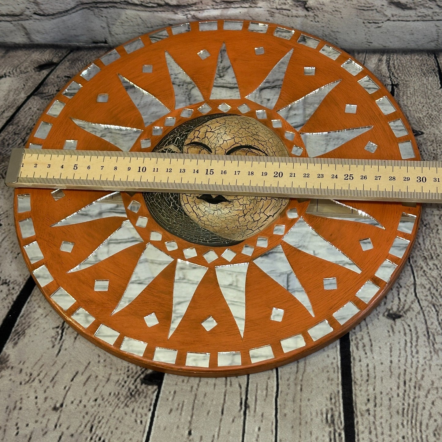 Sun Moon Face Mosaic Tile Wall Mirror 30cm x 30cm 12 Inches Handmade Fairtrade