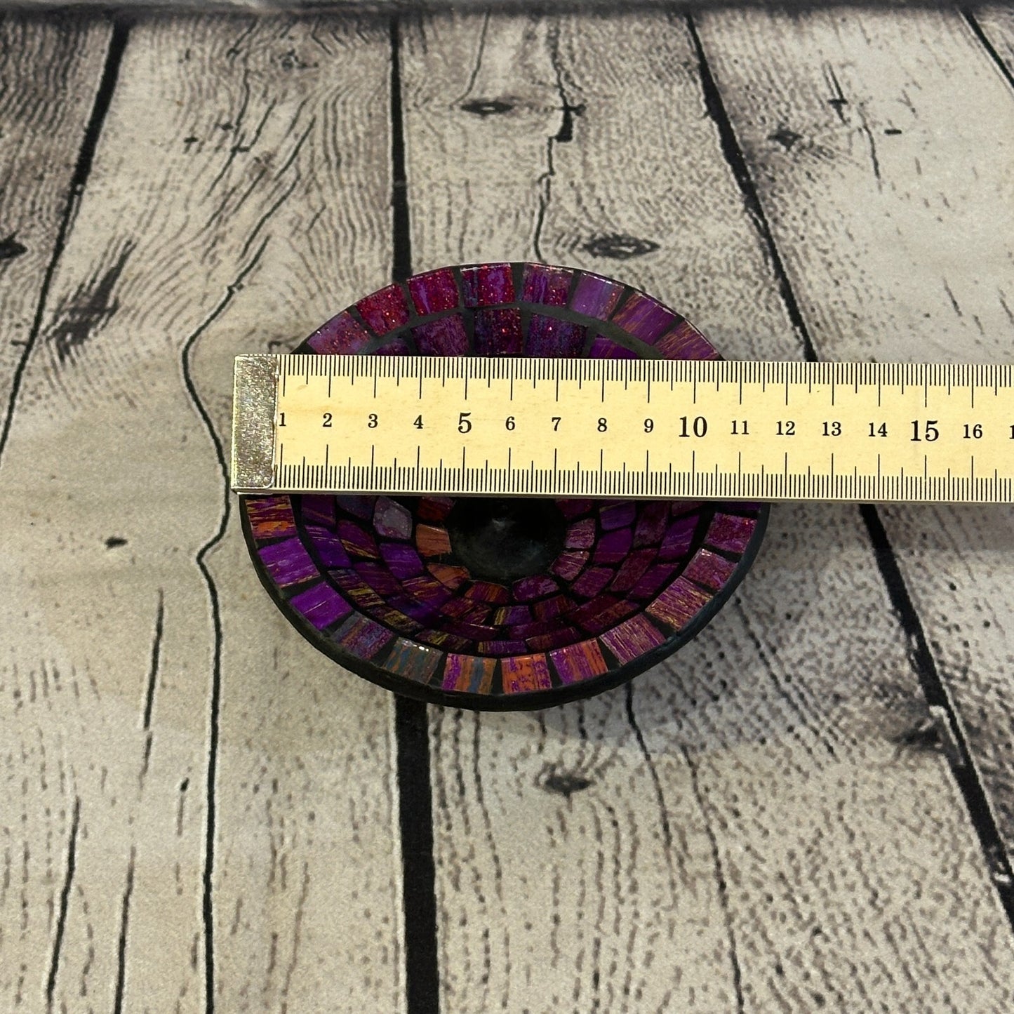 Purple Mosaic Stick Holder Round Plate Buddhism Ash Catcher Joss Cone Insence