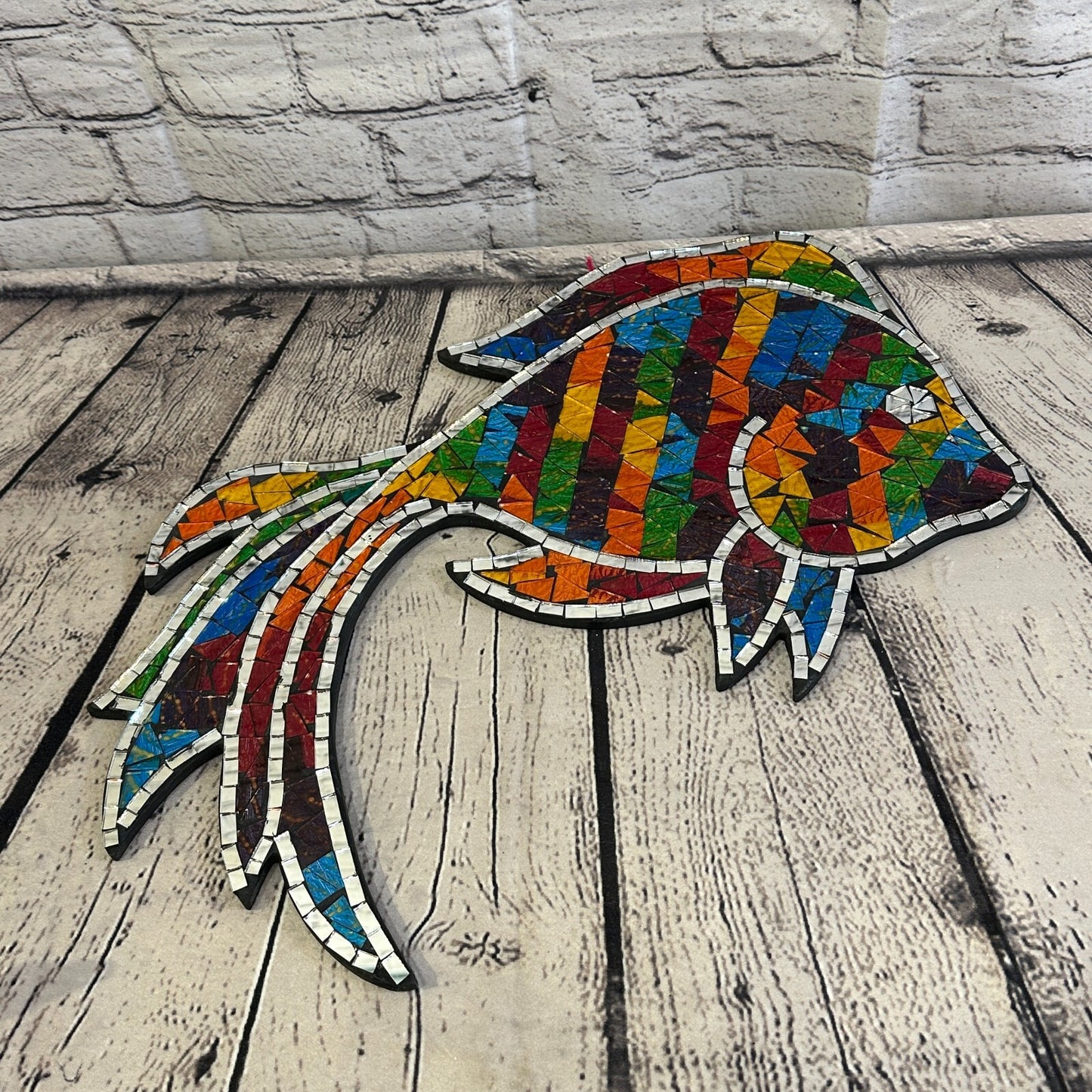 Rainbow Angel Tropical Fish Mosaic Tile Wall Mirror 40cm x 40cm Handmade New