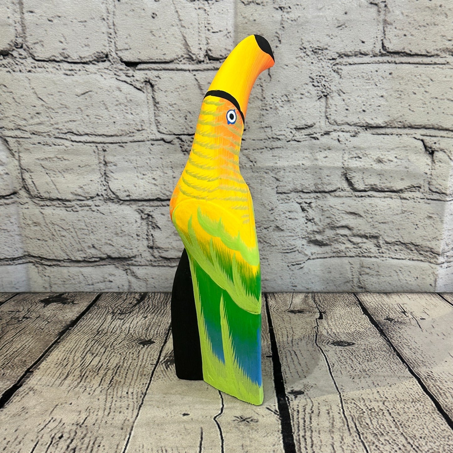 20cm Yellow Toucan Bird Ornament Statue Fair Trade Hand Made Carved Wood