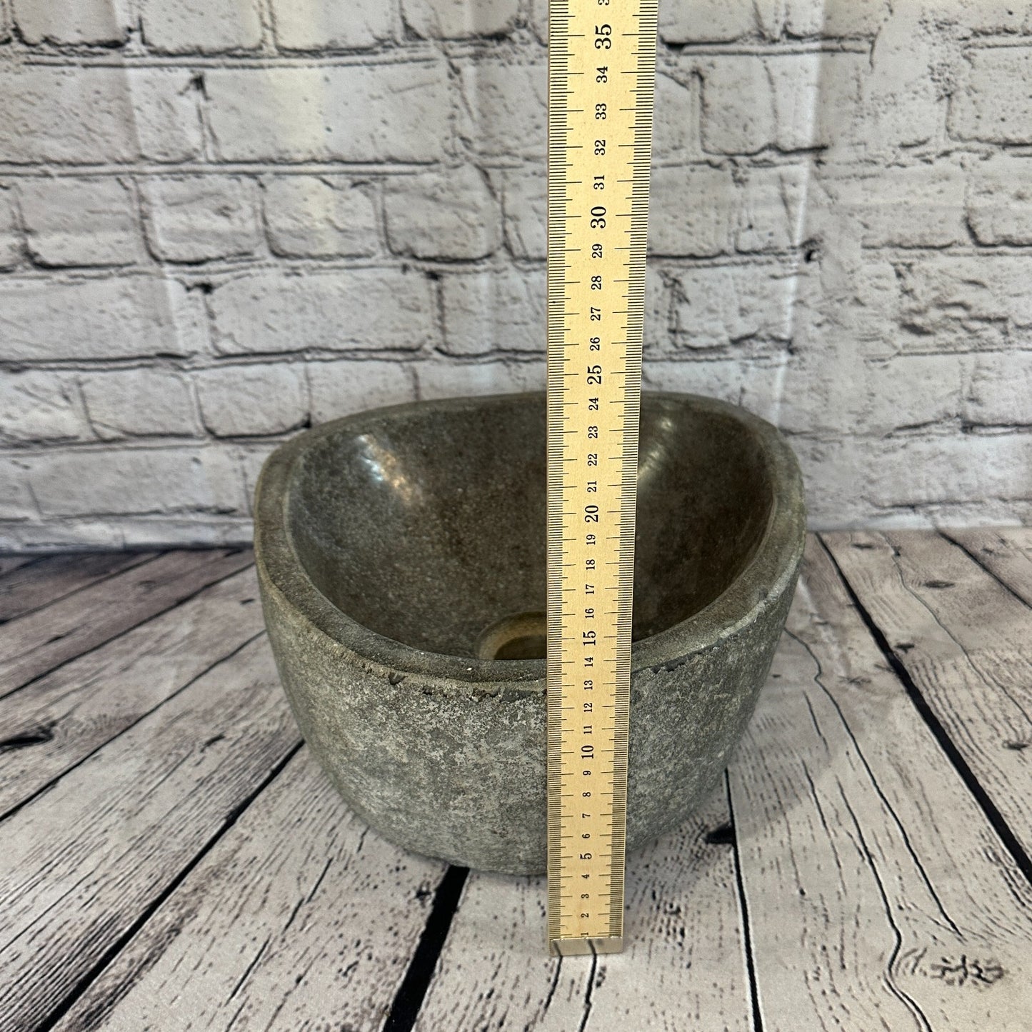 26cm x 28cm River Stone Sink Basin Bowl Natural for Bathroom Washroom Oval No 19