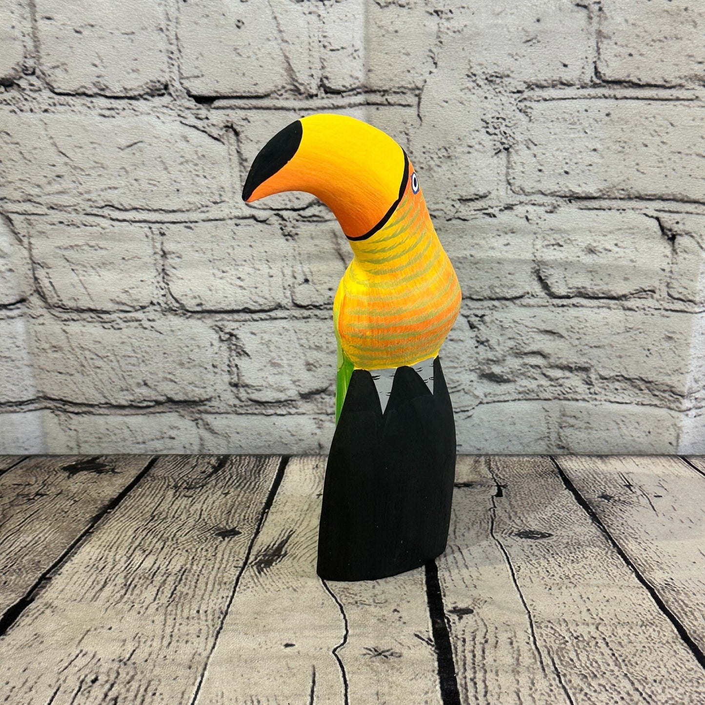 20cm Yellow Toucan Bird Ornament Statue Fair Trade Hand Made Carved Wood