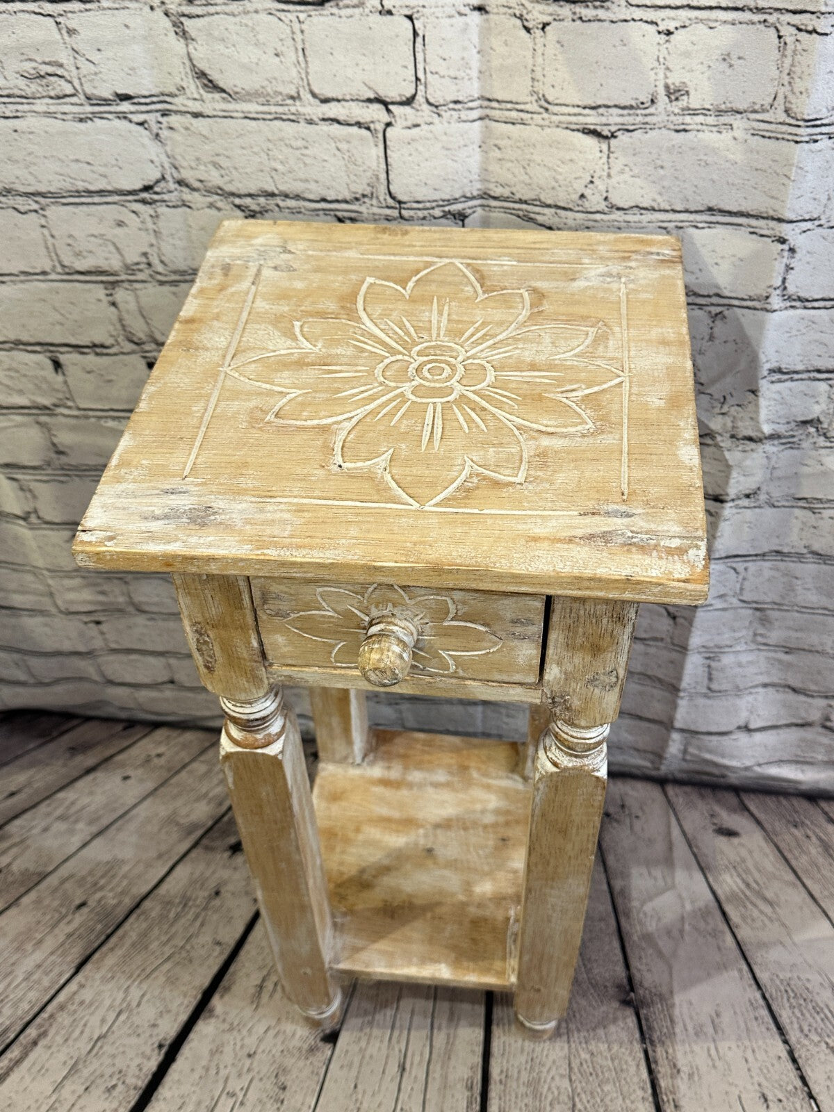 60cm x 25cm Cream 1 Draw Wooden Side Cabinet Living Hallway Storage Furniture