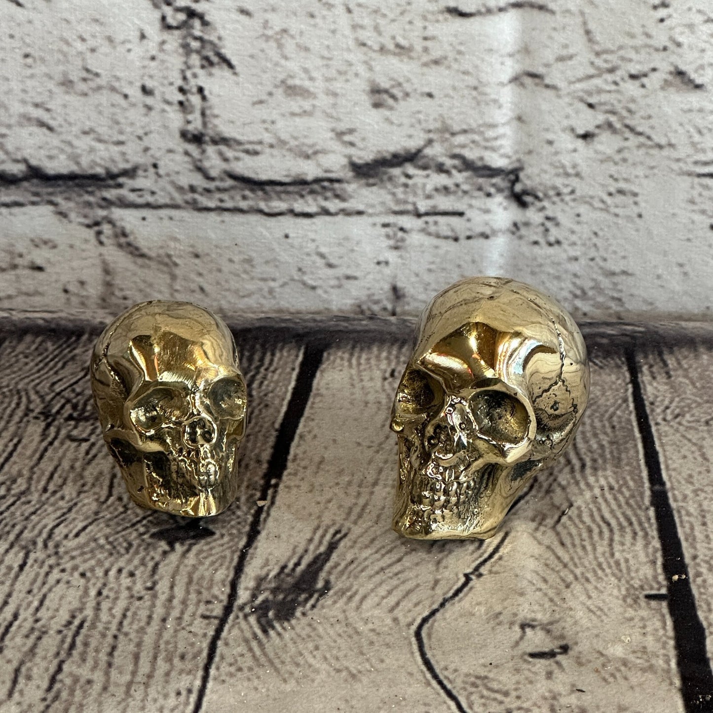 5cm x 5cm Antique Bronze Colour Skull Human Head Sculpture Ornament Home Office