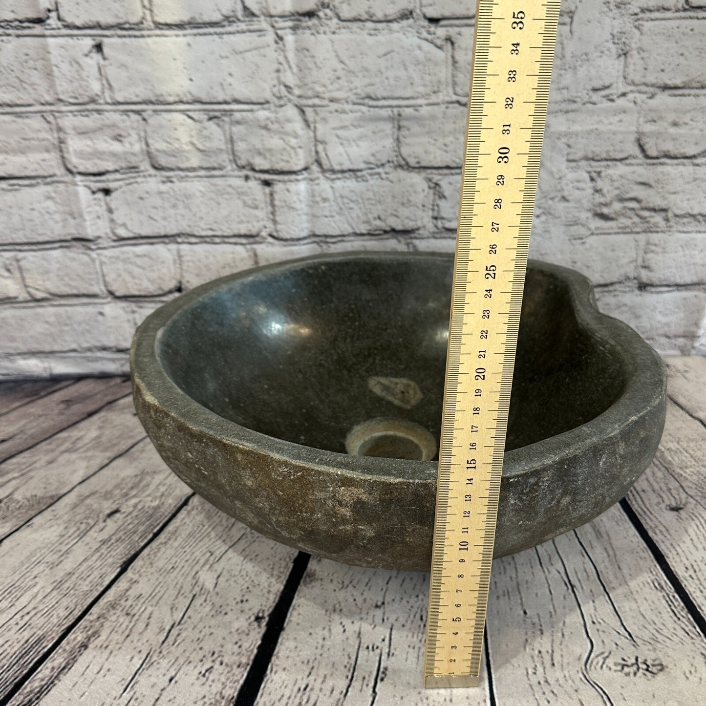 34cm x 31cm River Stone Sink Basin Bowl Natural for Bathroom Washroom Oval No 22