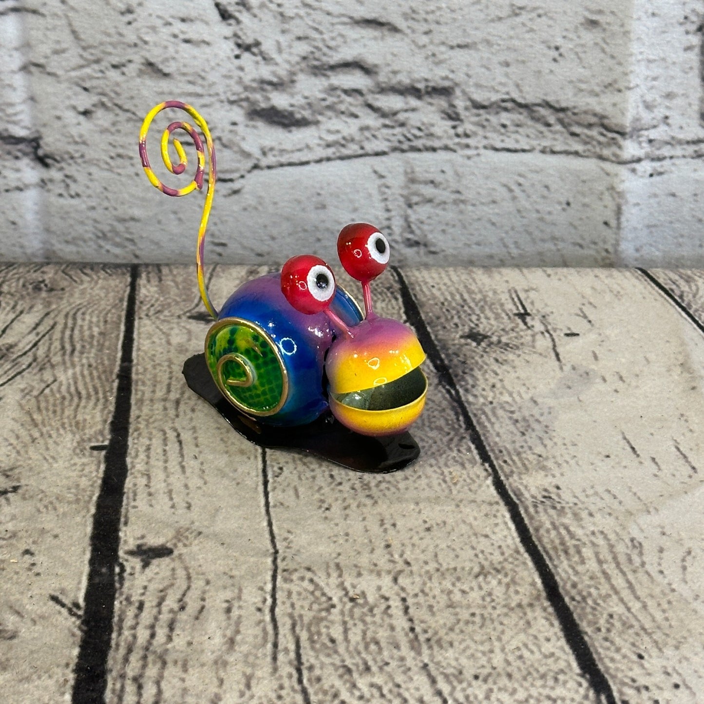 10cm x 7cm Purple Snail Bug Cartoon Postcard Holder Ornament Painted Statue