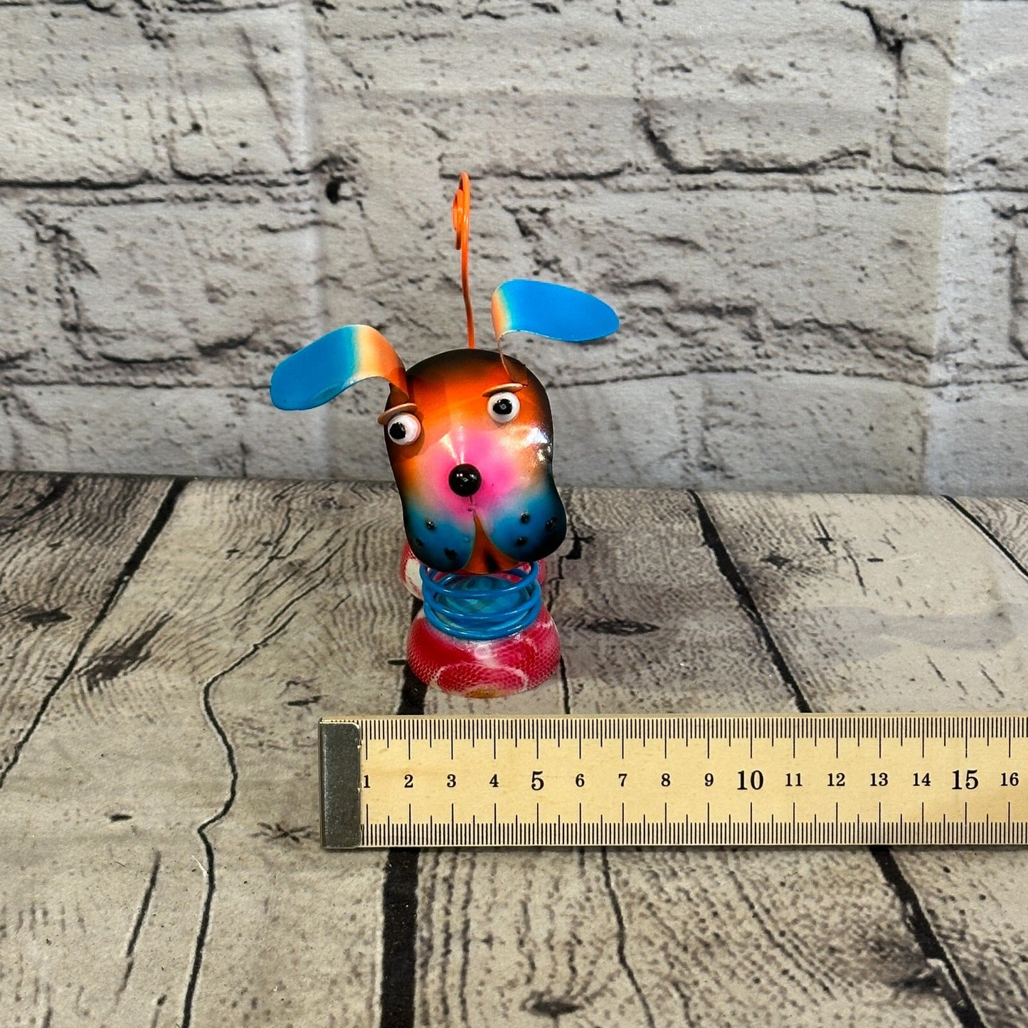 10cm x 10cm Pink Bight Colour Spring Dog Cartoon Ornament Painted Statue