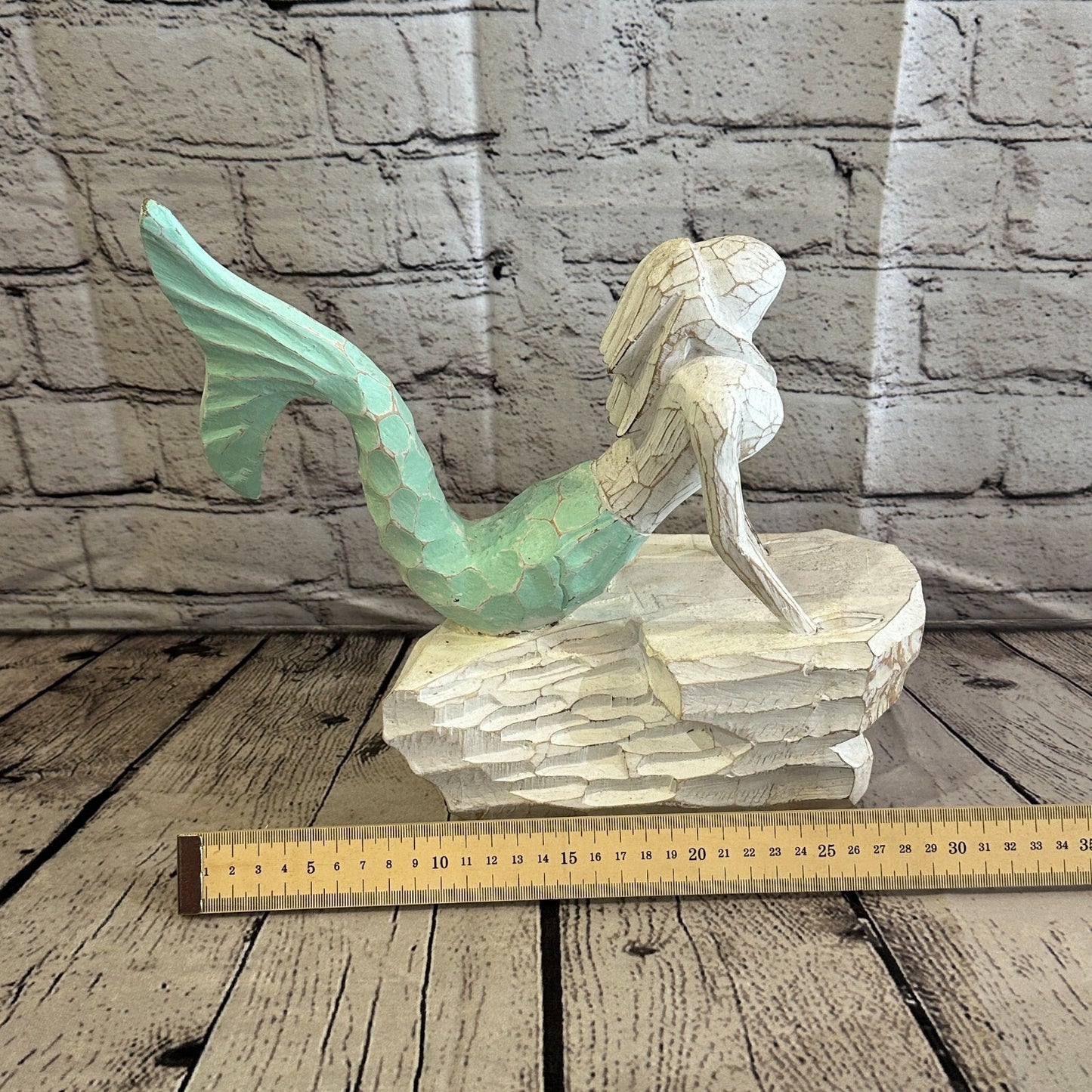 25cm Laying Front Wooden Mermaid Wall Decor Nautical Wood Mermaid Wall Sculpture