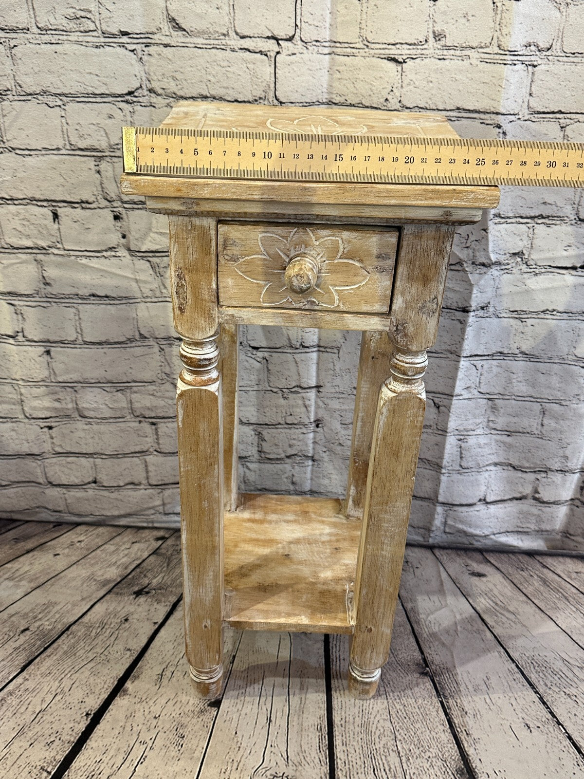 60cm x 25cm Cream 1 Draw Wooden Side Cabinet Living Hallway Storage Furniture