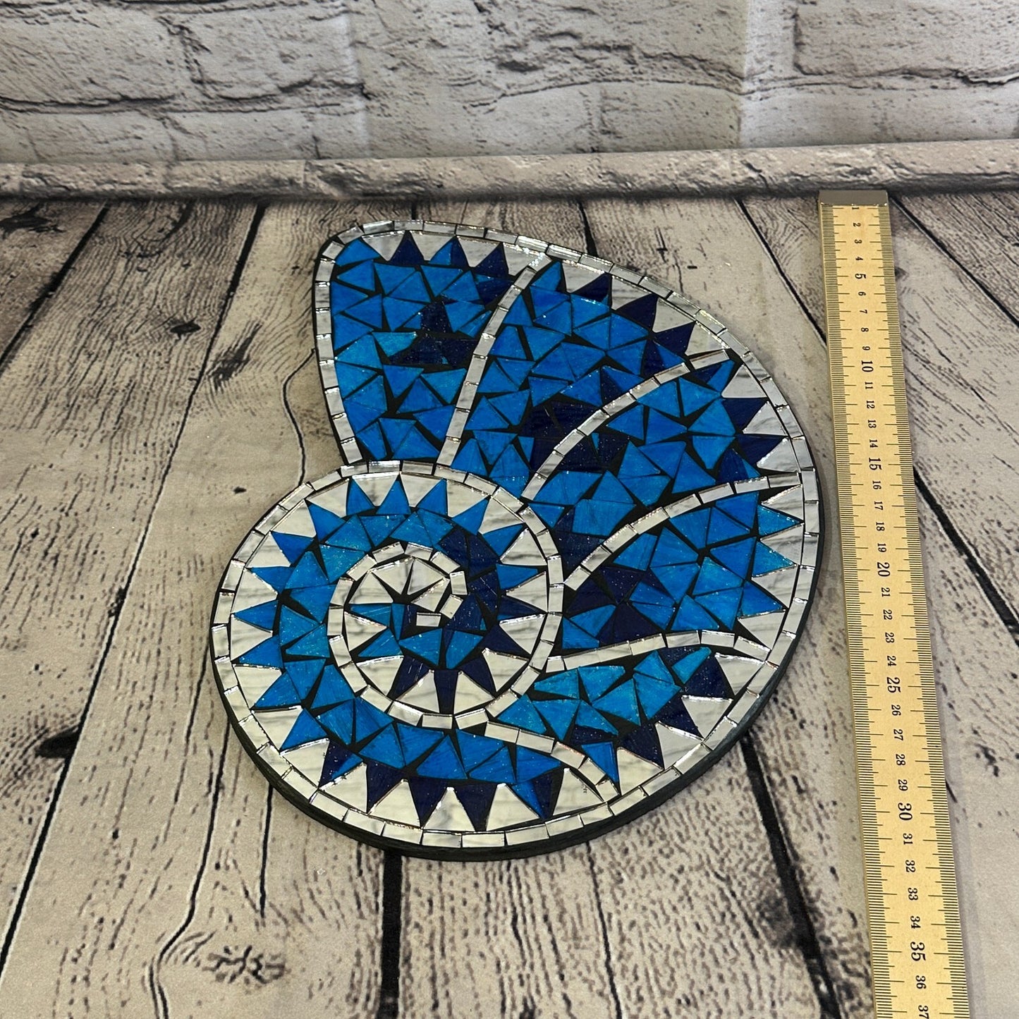 Blue Nautilus Shell Mosaic Tile Wall Mirror 30cm x 25cm Handmade New