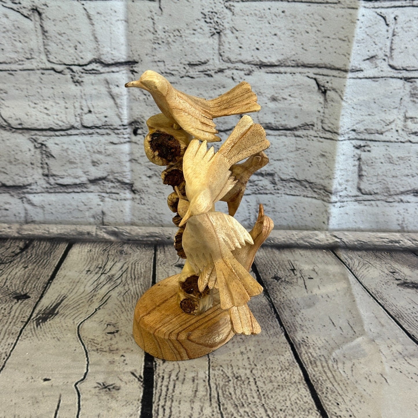 20cm Five Birds Nest Mushroom Parasite Ornament Natural Carving Fairtrade Wood
