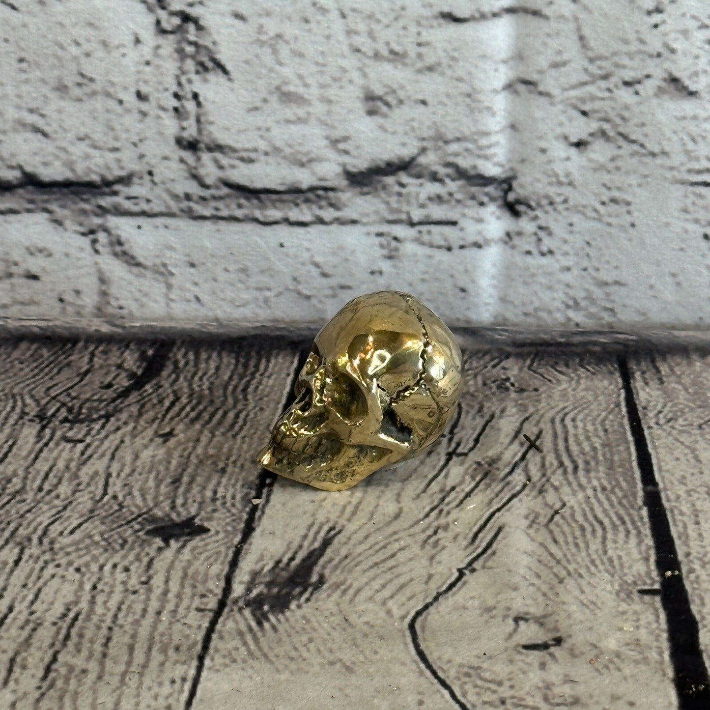 4cm x 4cm Antique Bronze Colour Skull Human Head Sculpture Ornament Home Office