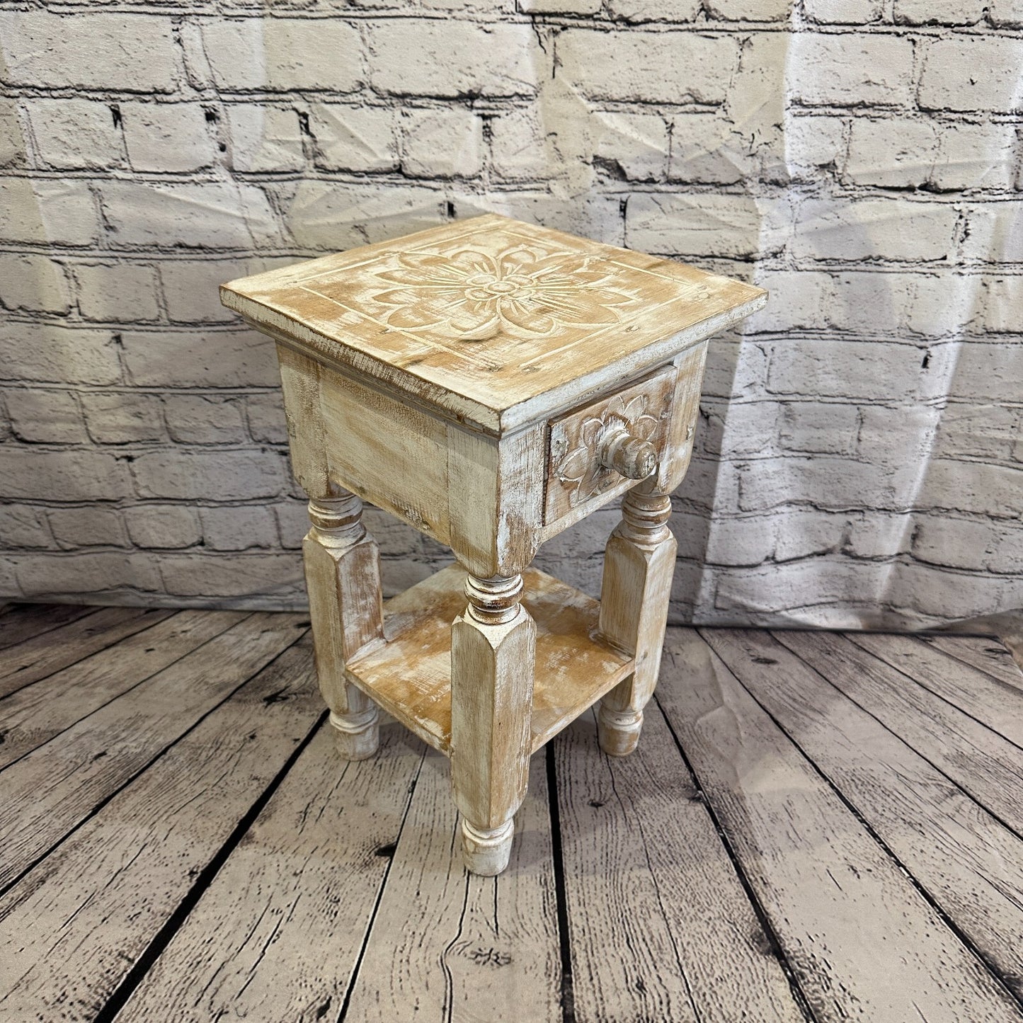 40cm x 25cm Cream 1 Draw Wooden Side Cabinet Living Hallway Storage Furniture