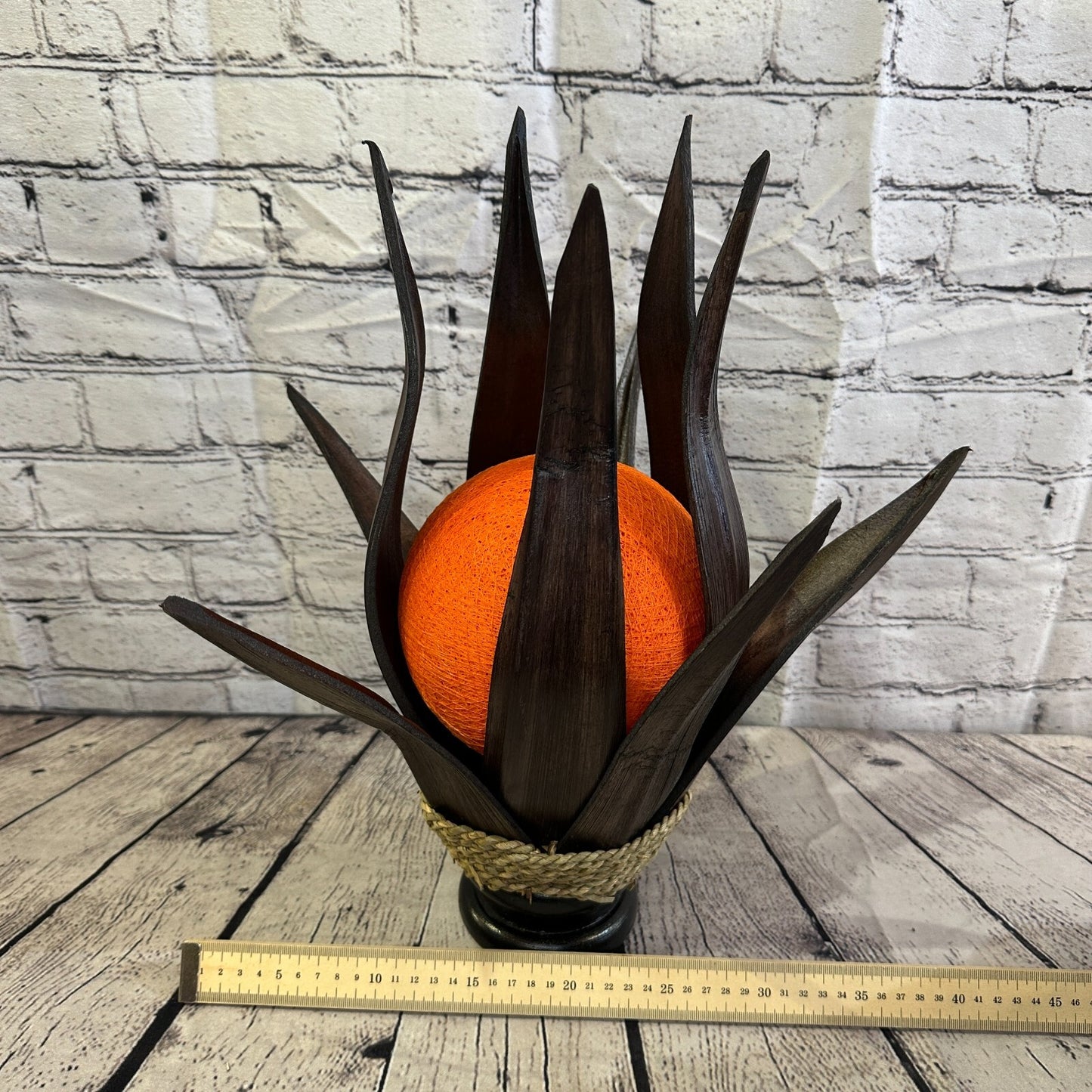 Orange Brown Leaf Natural 45cm Tall Leaf Lamp Twist LED UK Mains Plug Design 6