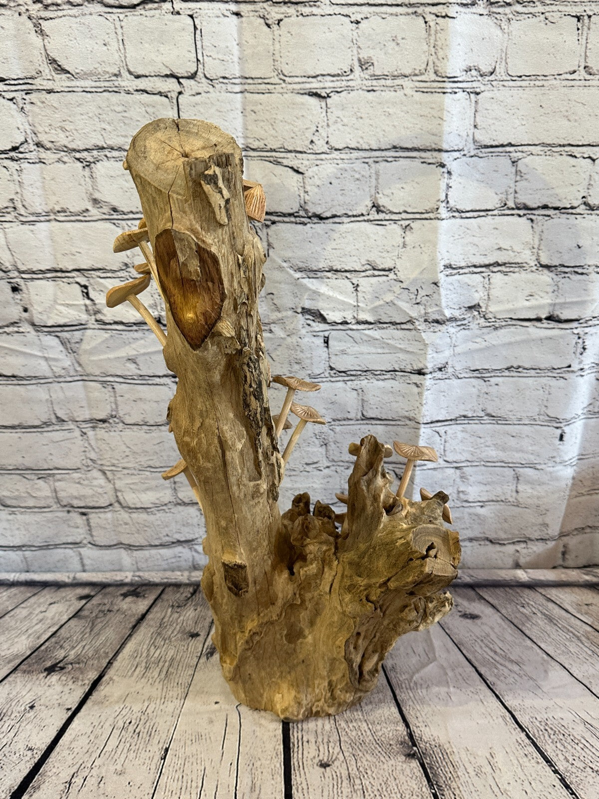 55cm Tall Mushrooms Cluster Parasite Ornament Natural Carving Fairtrade Wooden