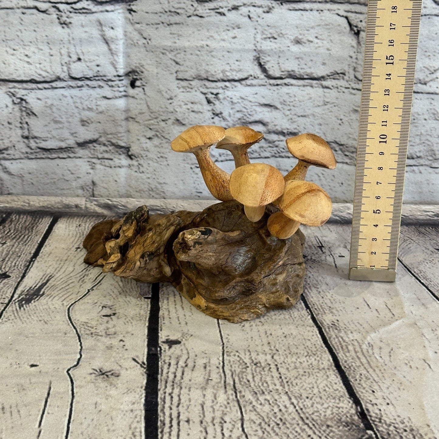 Five Button Mushrooms Parasite Ornament Natural Carving Fairtrade Wooden