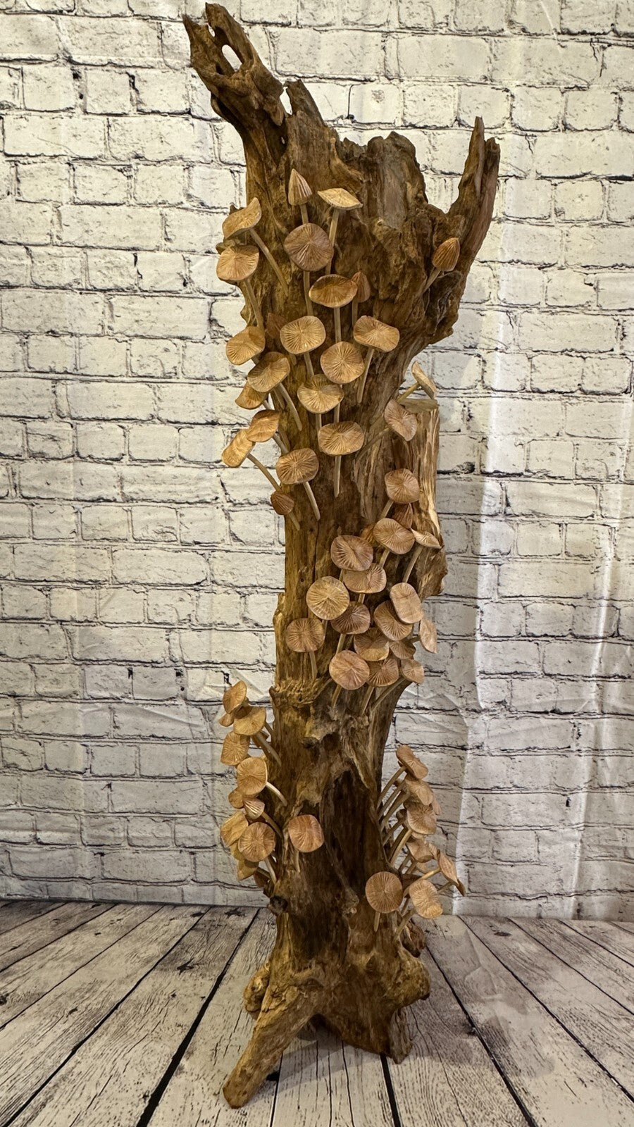 100cm Tall Mushrooms Cluster Parasite Ornament Natural Carving Fairtrade Wooden