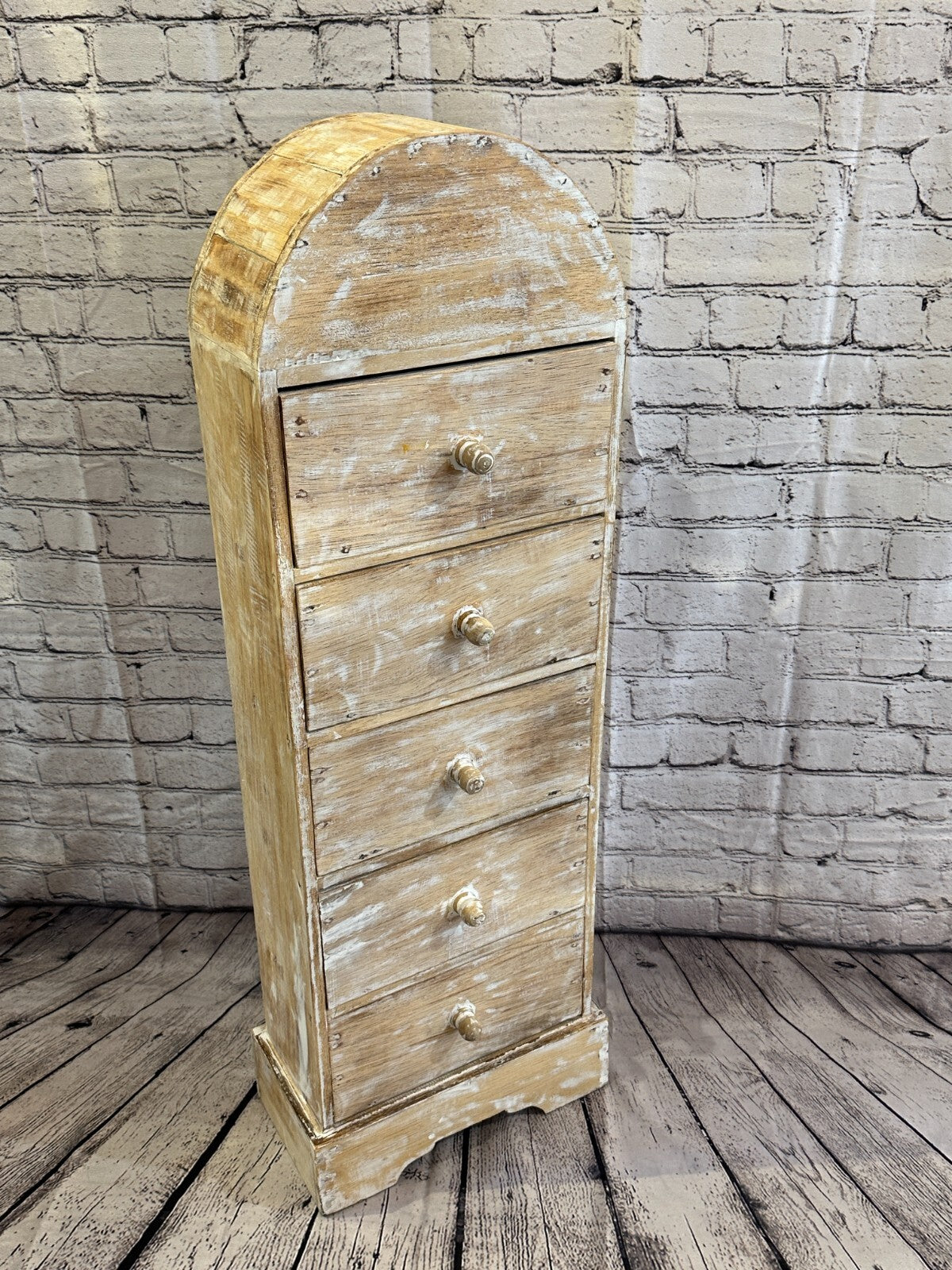 100cm x 30cm White 5 Draw Wooden Side Cabinet Living Hallway Storage Furniture