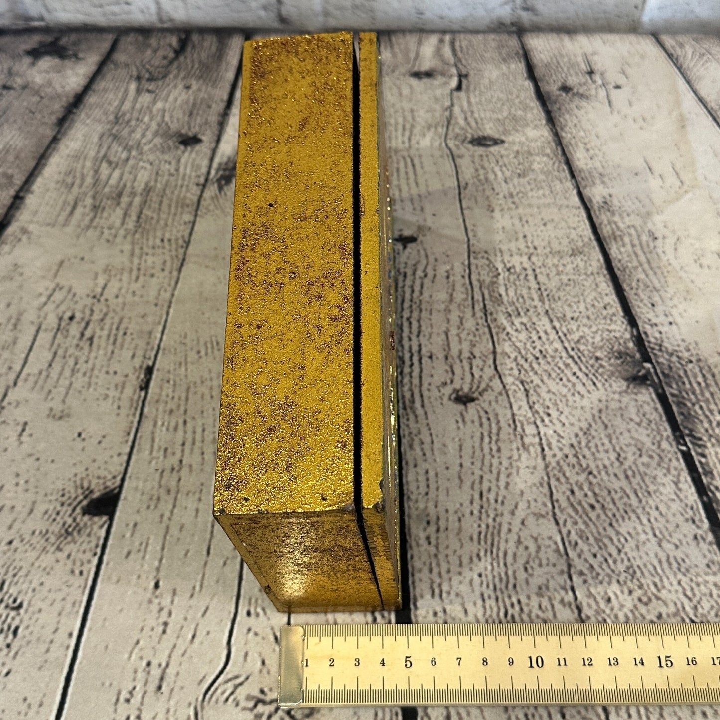 Bright Gold Thai Plain Buddha Eyes 20cm x 12cm x 5cm Wooden Box Trinket Handmade