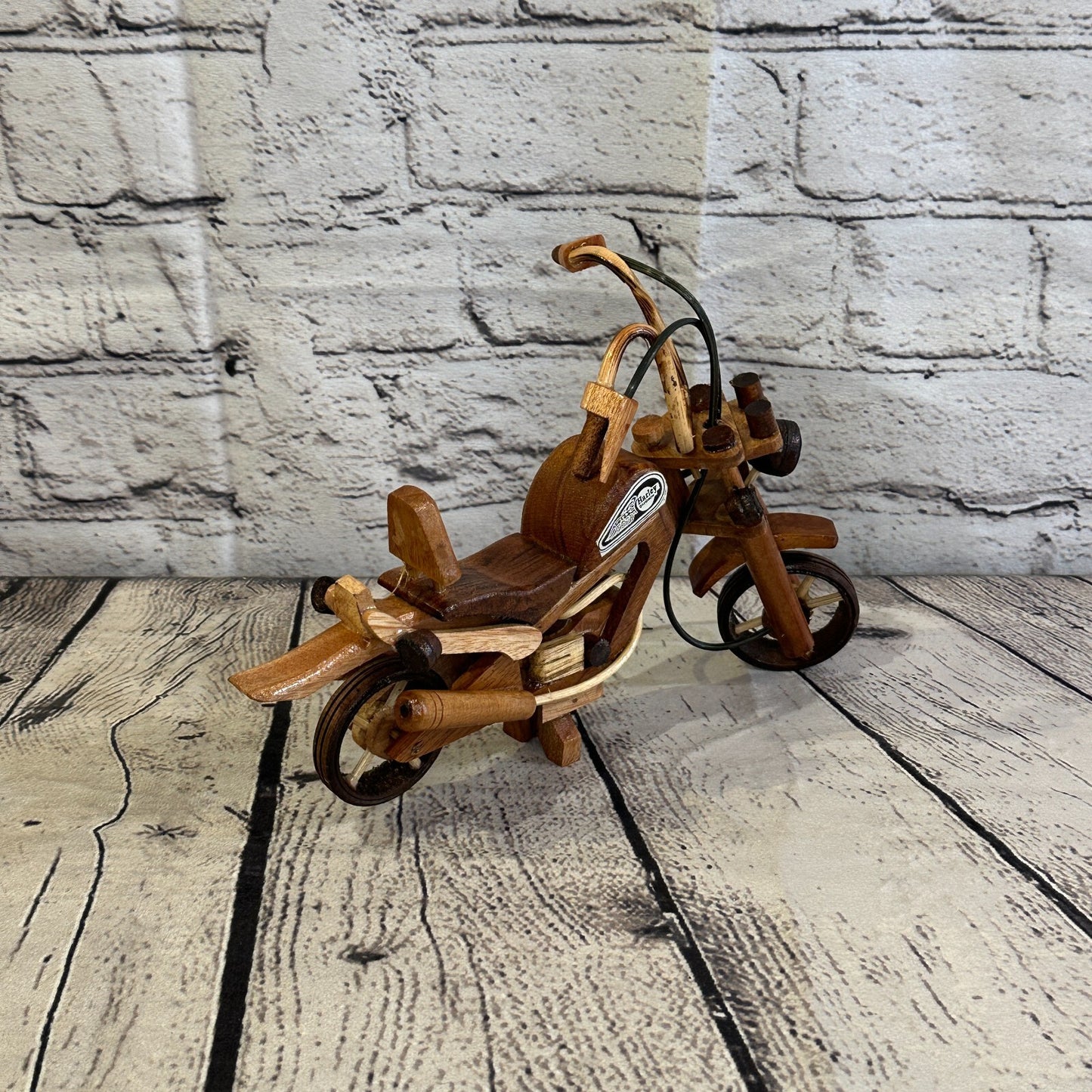 20cm Small Light Wood Motorbike Motorcycle Model Wooden Ornament Decorative Bike