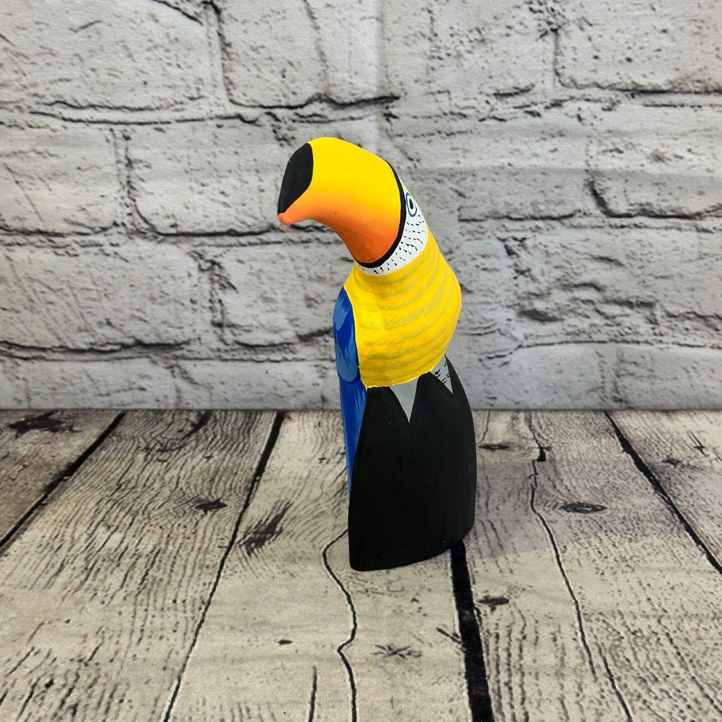 15cm Blue Toucan Bird Ornament Statue Fair Trade Hand Made Carved Wood