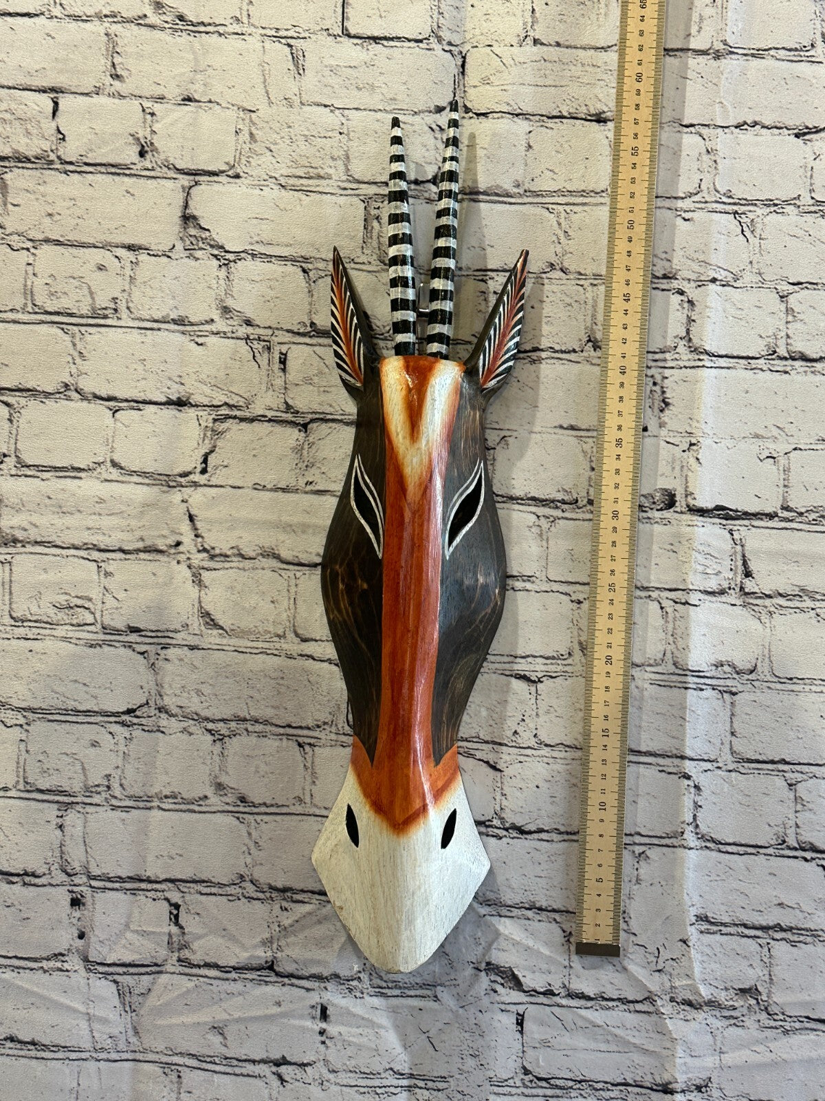50cm Antelope Hand Carved Fair Trade Wooden Animal Wall Art Wall Hang Mask