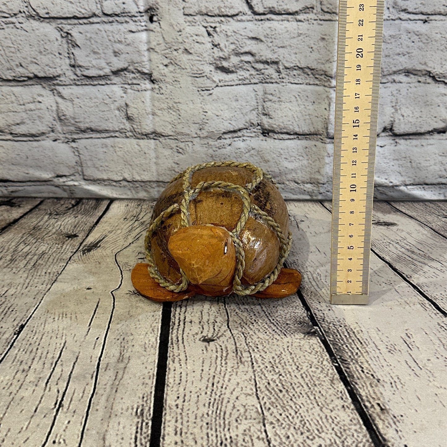 Brown Plain Folk Art Hand Painted Turtle Coconut Shell Ornaments Hanging Decor