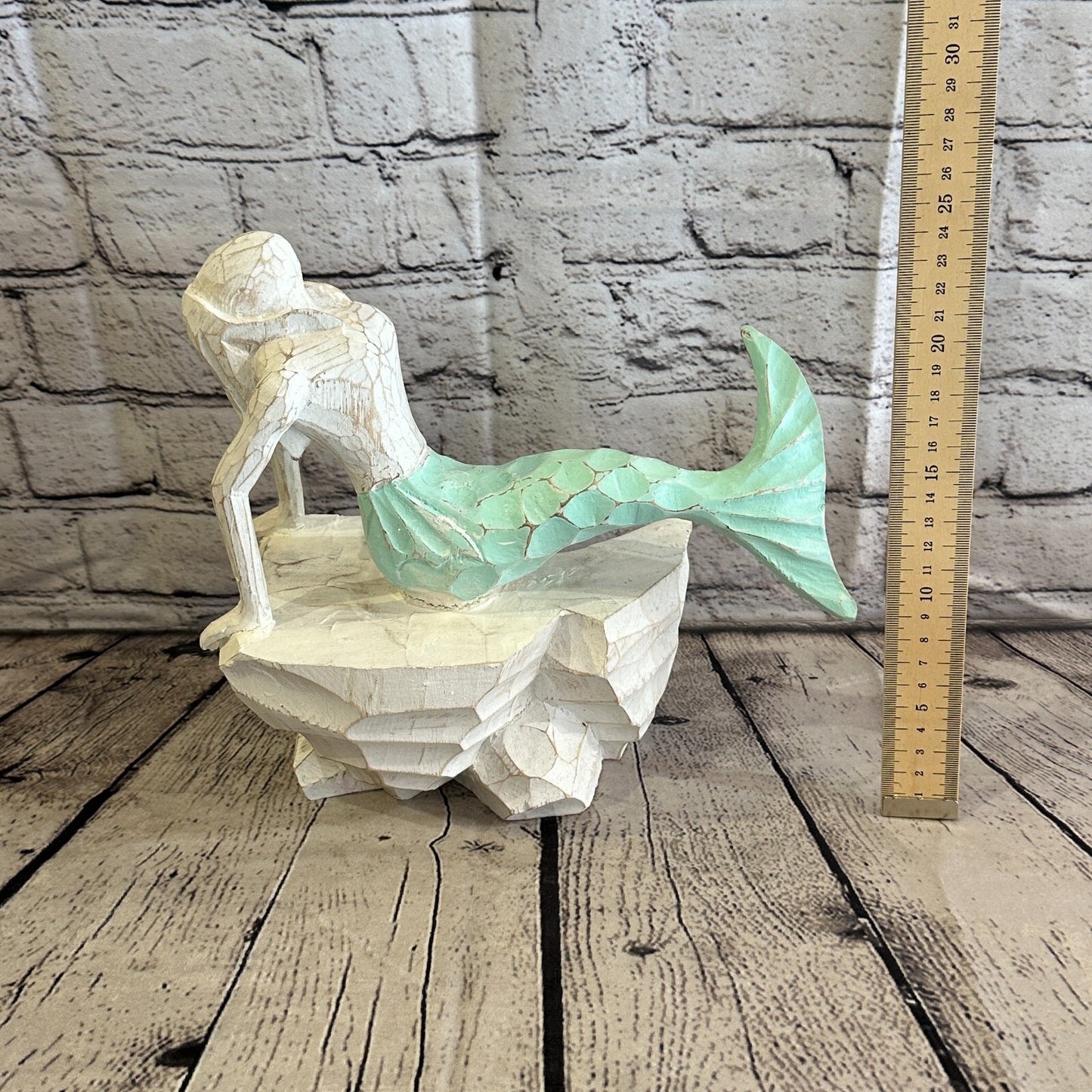 25cm Laying Back Wooden Mermaid Wall Decor Nautical Wood Mermaid Wall Sculpture