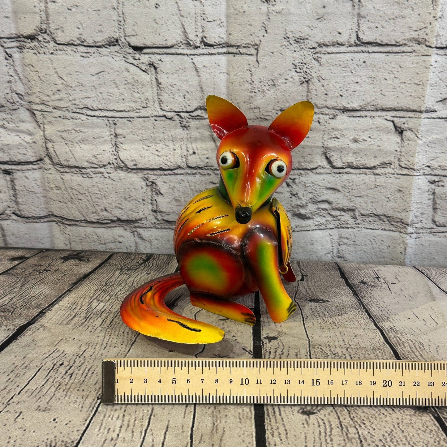 18cm x 14cm Orange Colour Fox Cartoon Ornament Painted Statue Candle Holder