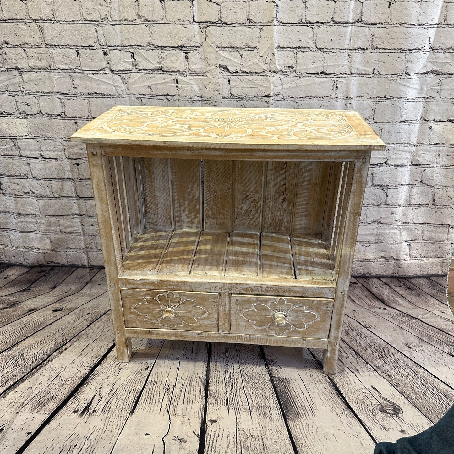 60cm x 60cm White 2 Draw Wooden Side Cabinet Living Hallway Storage Furniture