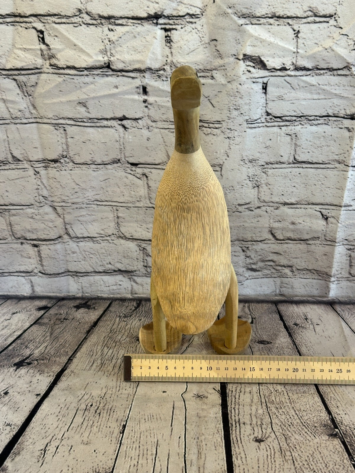 Looking Back 40cm Tall Wooden Hairy Duckling Baby Duck Bamboo Root Fairtrade