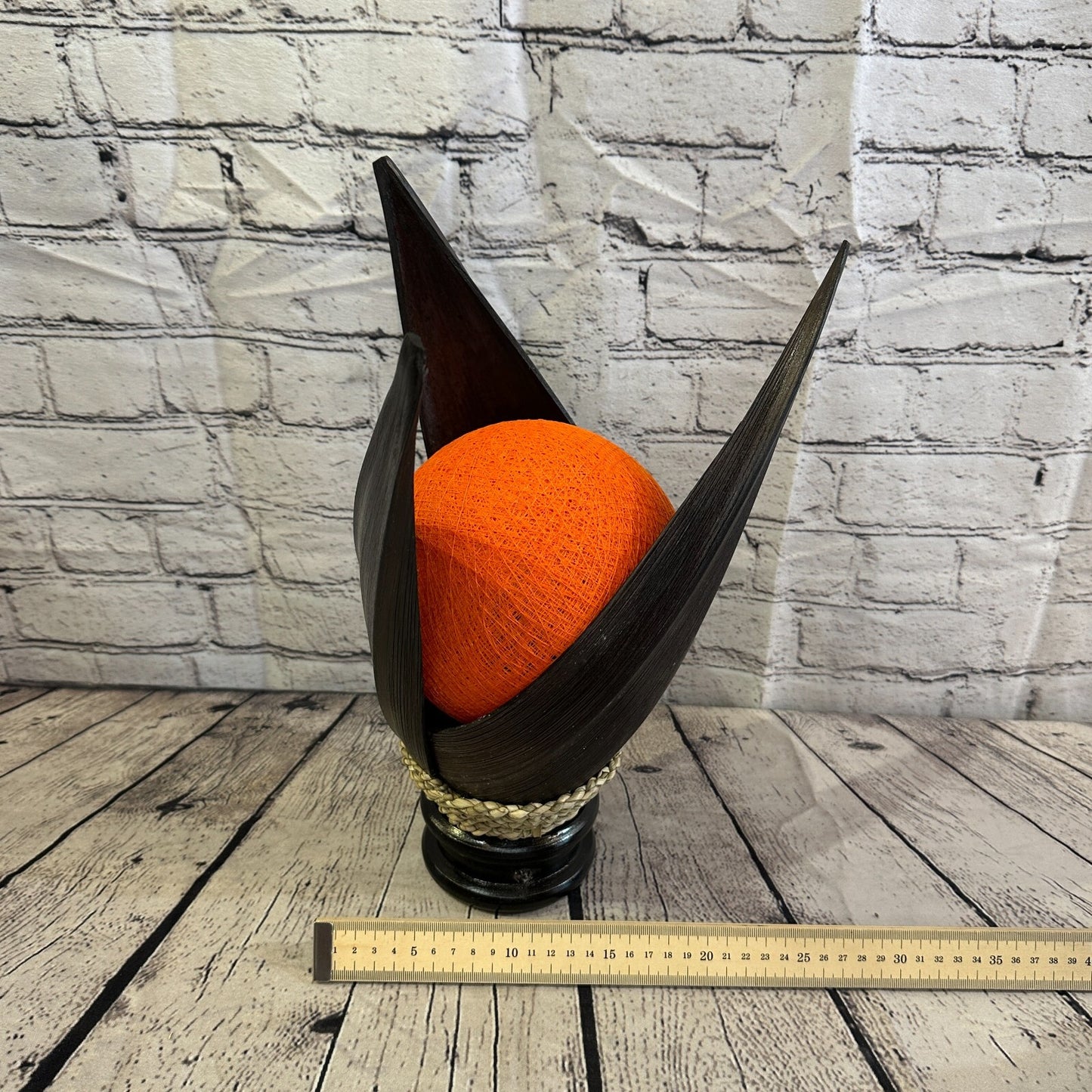 Orange Dark Brown Natural 40cm Tall Leaf Lamp Twist LED UK Mains Plug Design 1