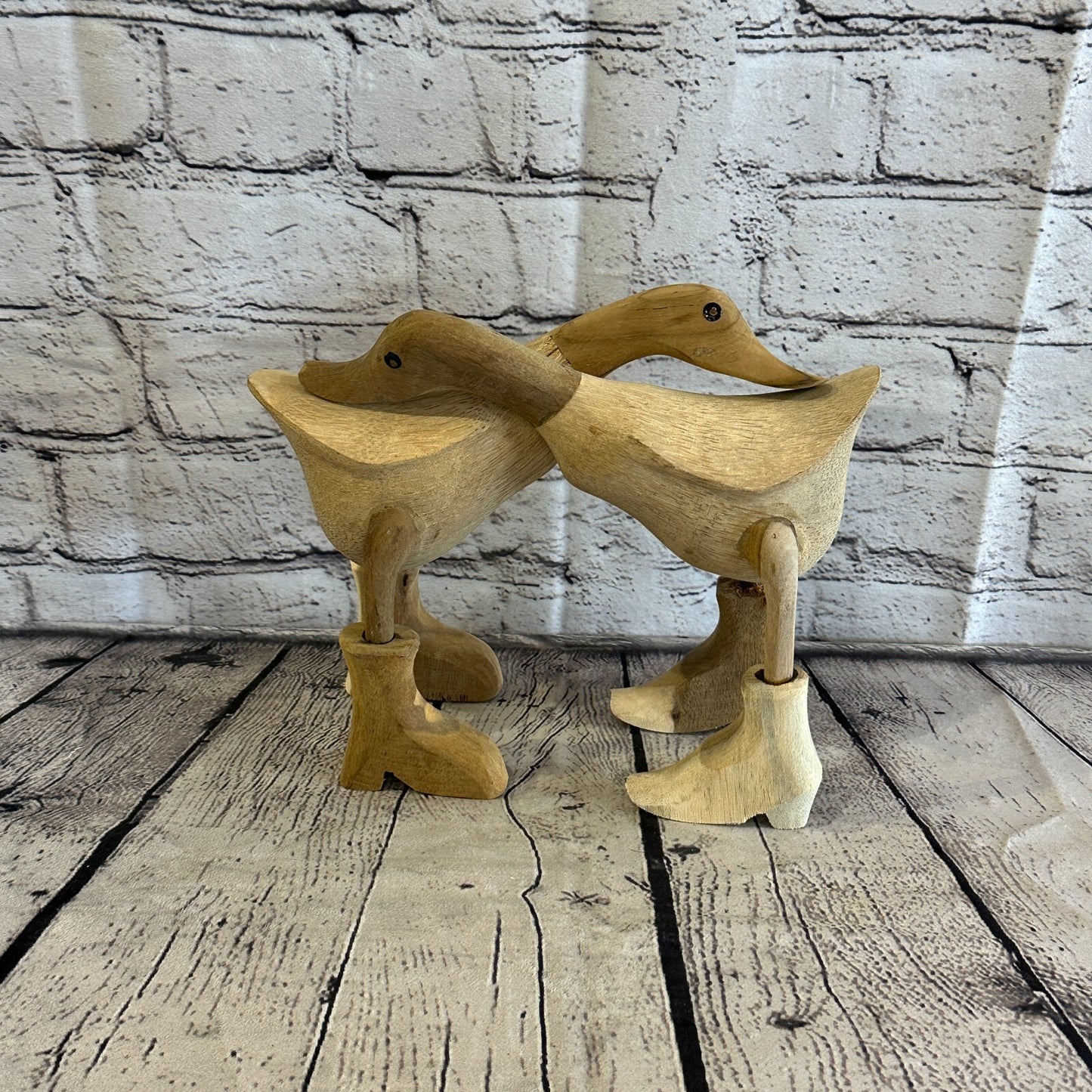 Hugging Ducks 20cm Tall Wooden Hairy Duckling Baby Duck Bamboo Root Fairtrade