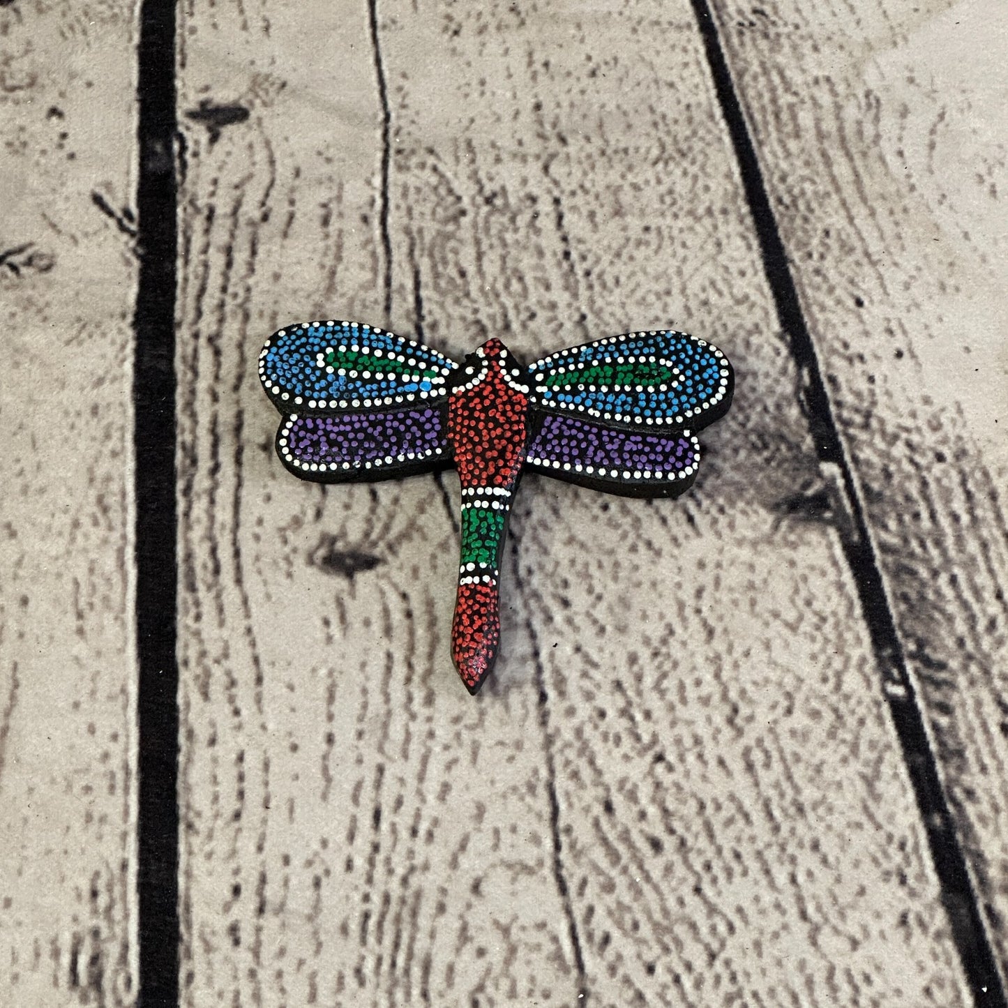 Dragonfly Wooden Animal Fridge Dot Work Magnet Magnetic Note Holder Novelty
